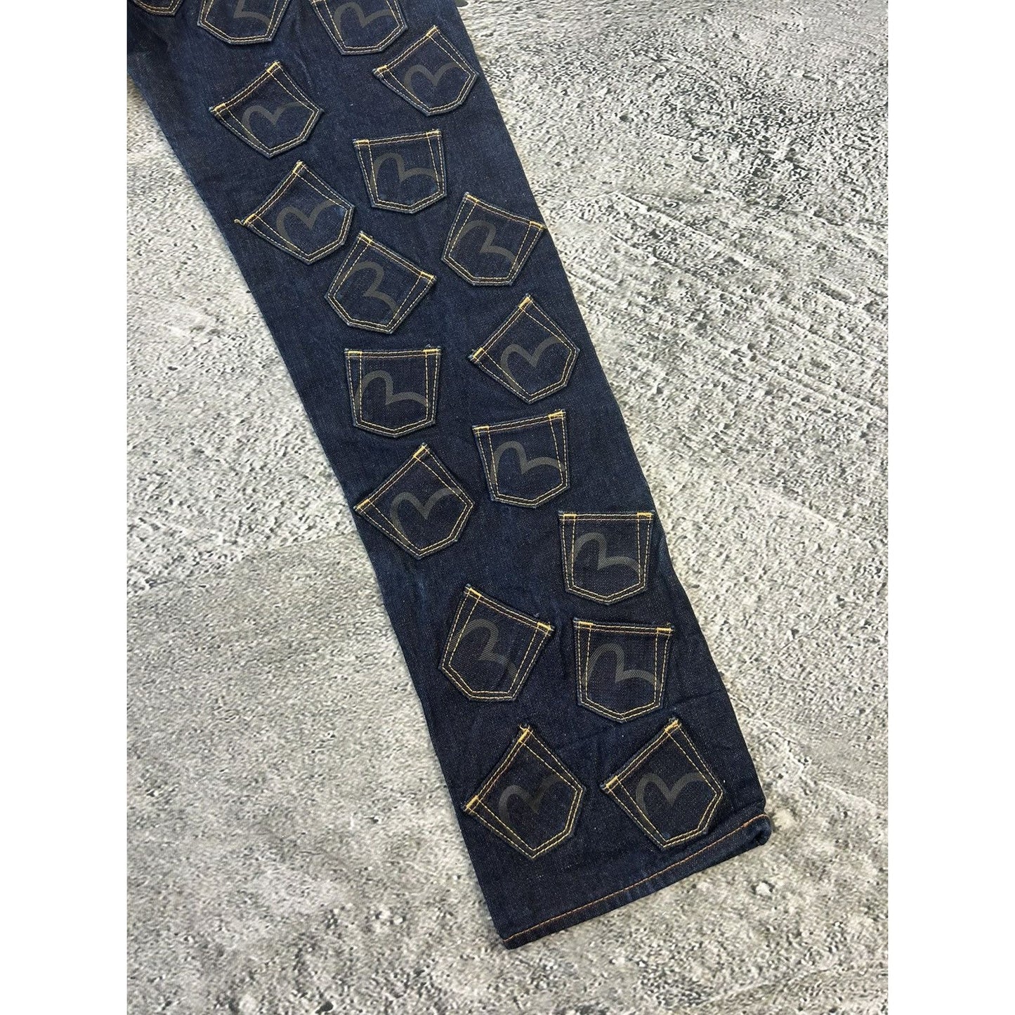 Evisu multipocket jeans front logo rare sample black