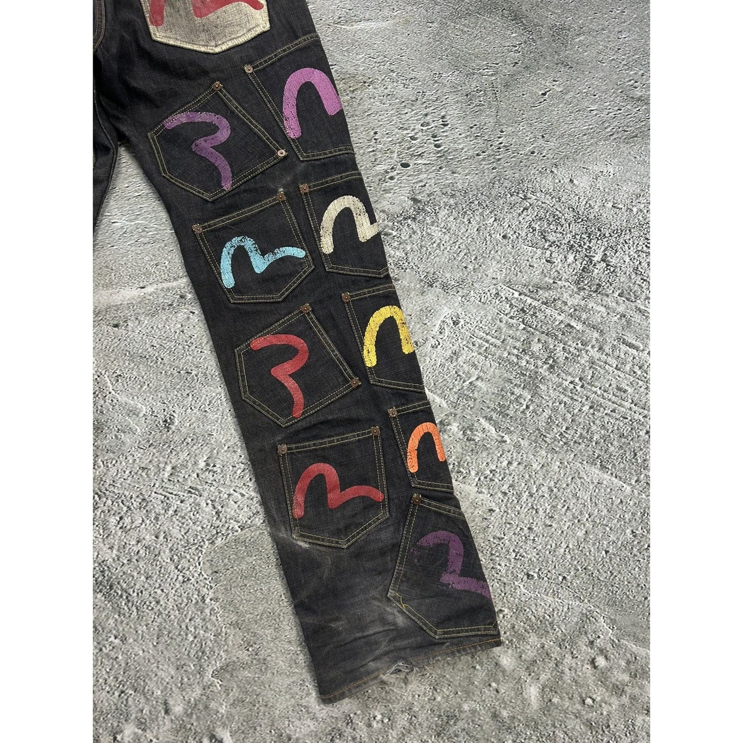 Evisu multipocket jeans multicolor vintage selvedge denim