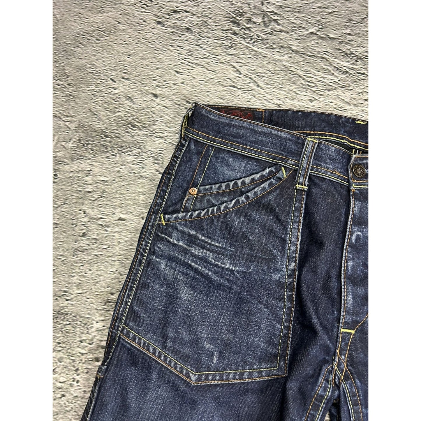 Evisu EU ED jeans vintage denim pants cargo navy blue Y2K