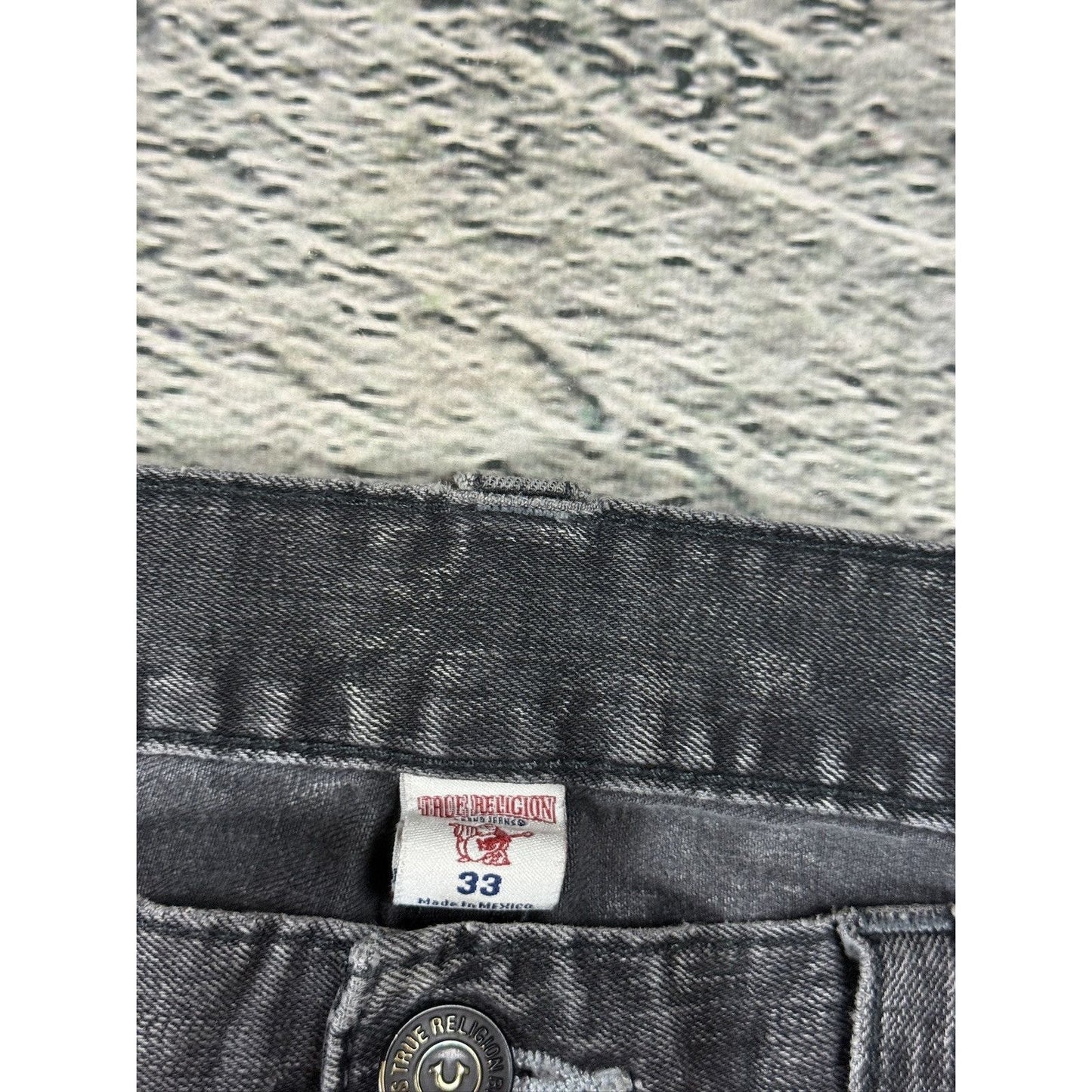 True Religion washed grey dark black jeans straight