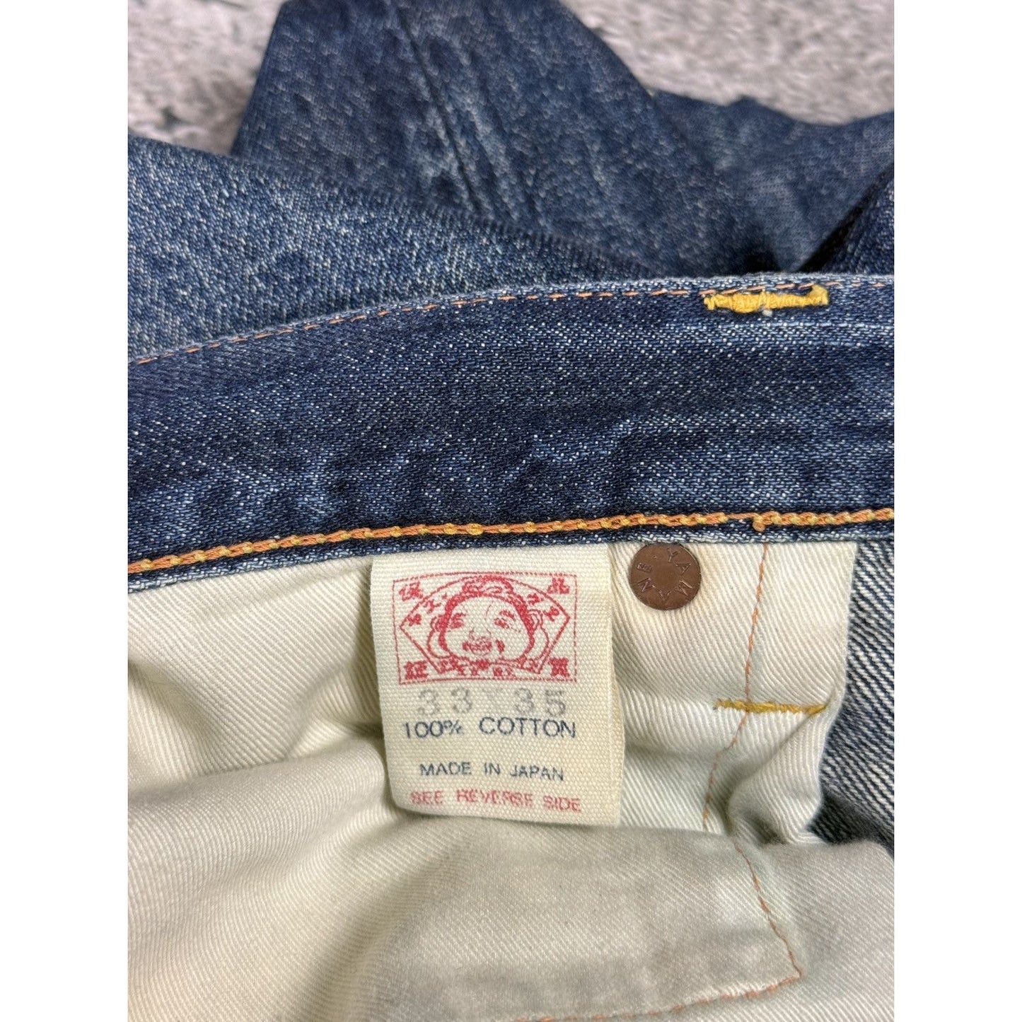 Evisu jeans white daicock big logo blue selvedge denim