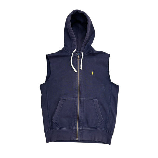 Polo Ralph Lauren navy sleeveless zip hoodie vintage
