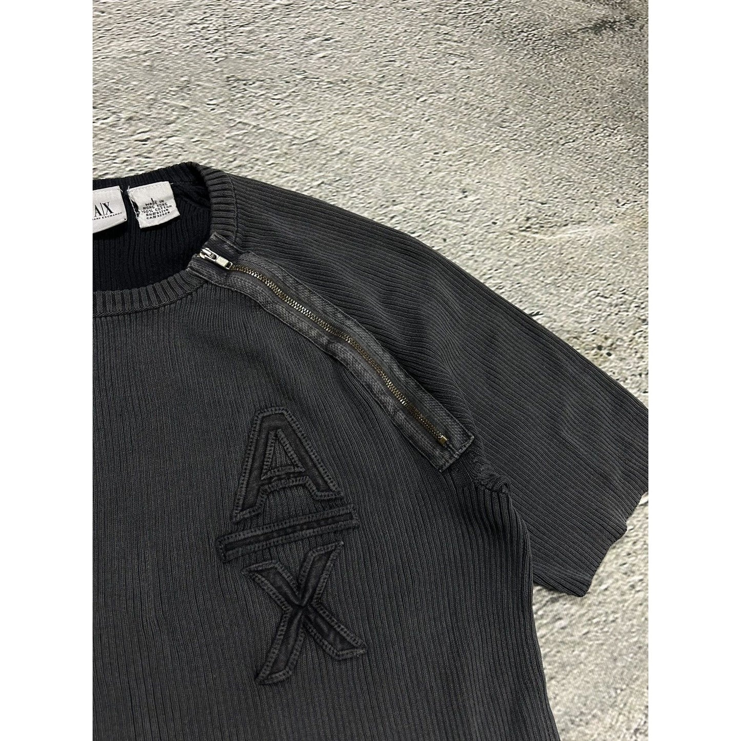 Armani Exchange grey T-shirt with zippers opium swag Y2K AX