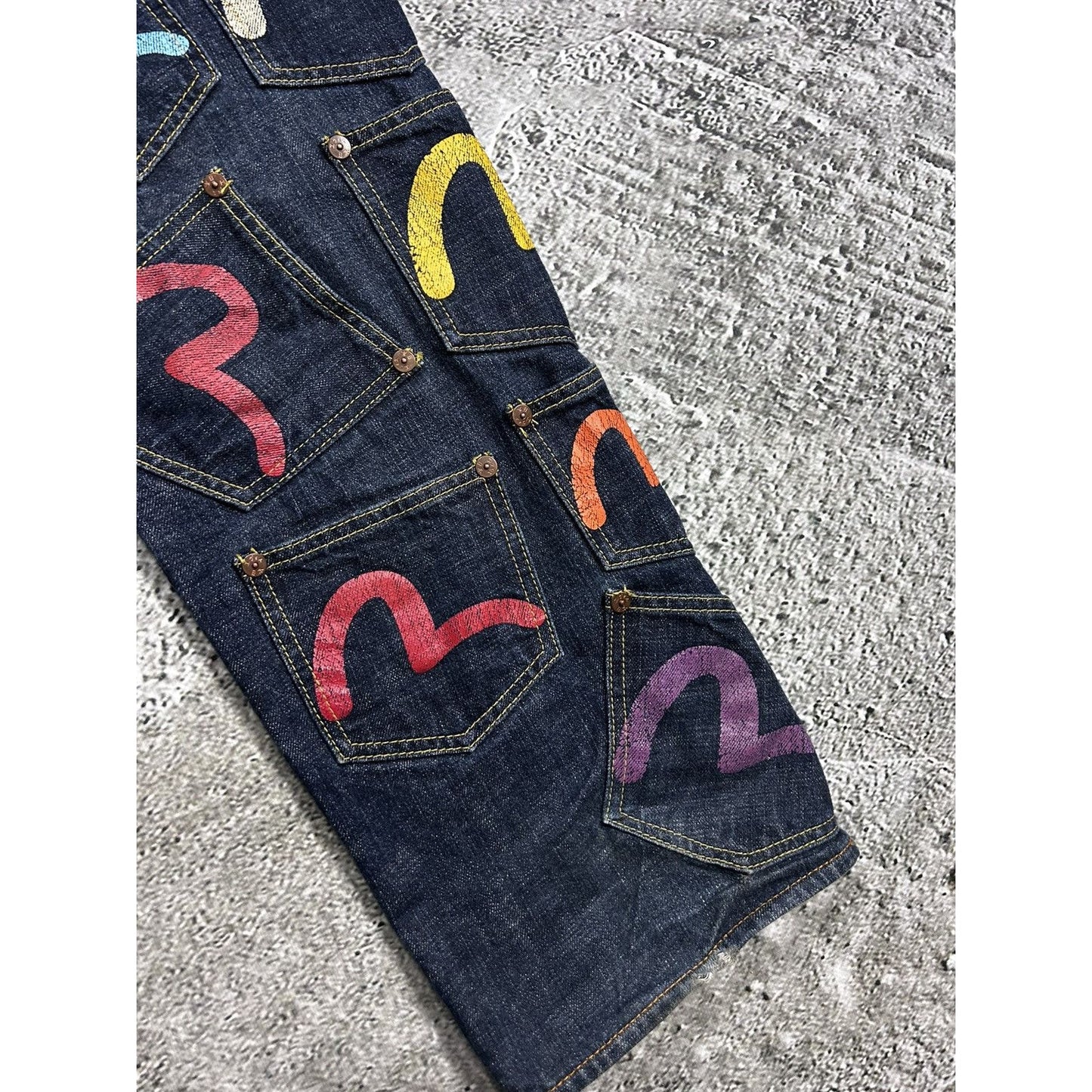 Evisu multipocket jeans multicolor vintage selvedge denim