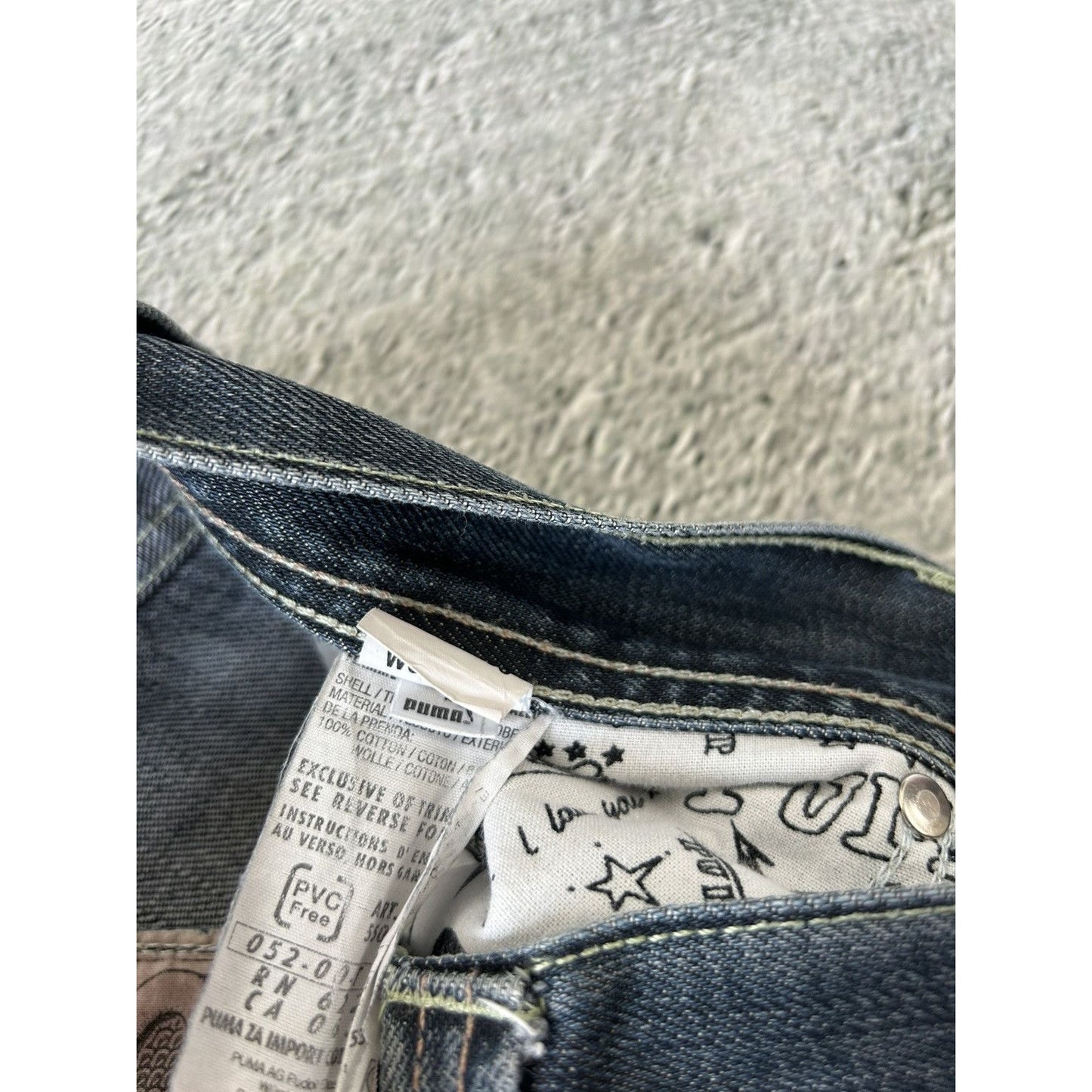 Evisu x Puma vintage navy jeans mint seagulls