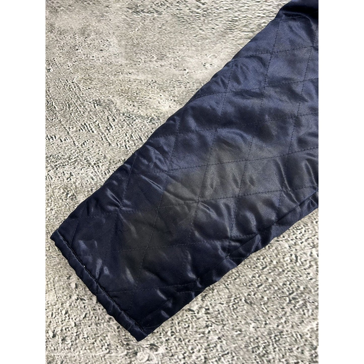Supreme Quilted Satin Gold/Navy Parka Jacket Big Logo AW14