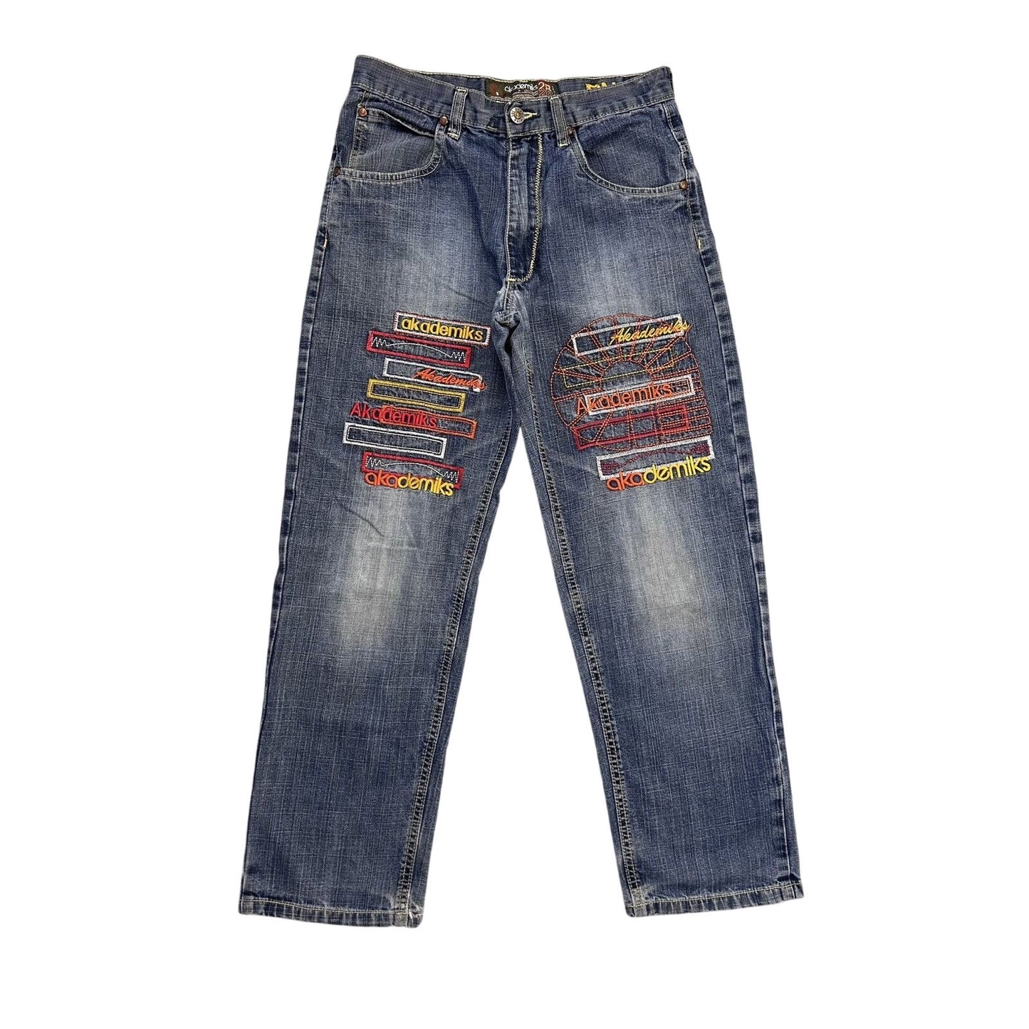 Akademiks Jeans vintage crazy embroidery Y2K blue
