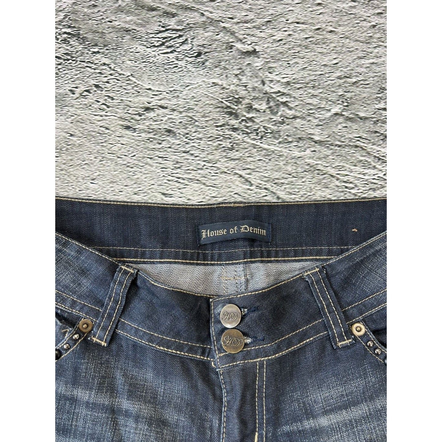 Y2K jeans flared house of denim navy blue low rise bootcut