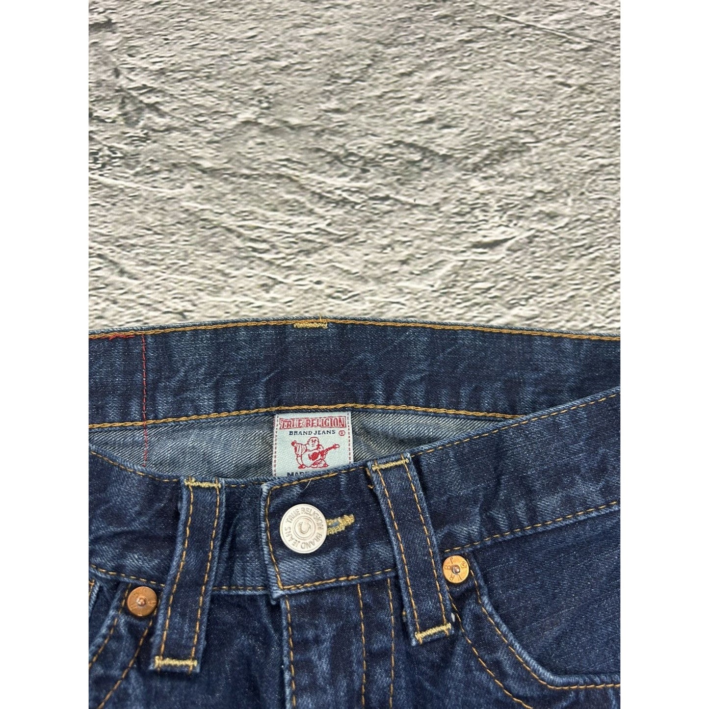 True Religion jeans flared big logo painted blue Y2K Billy