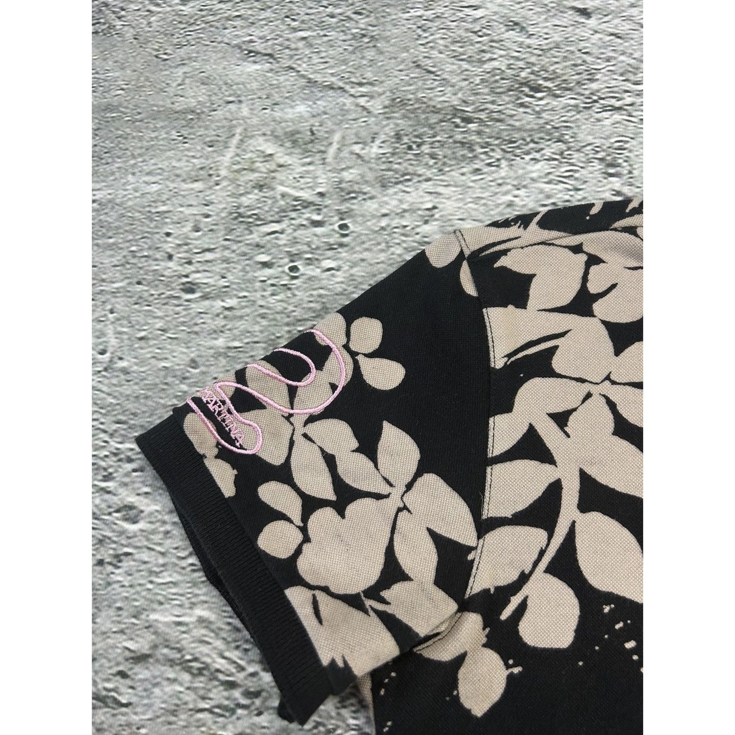 La Martina Polo T-shirt black floral big pony