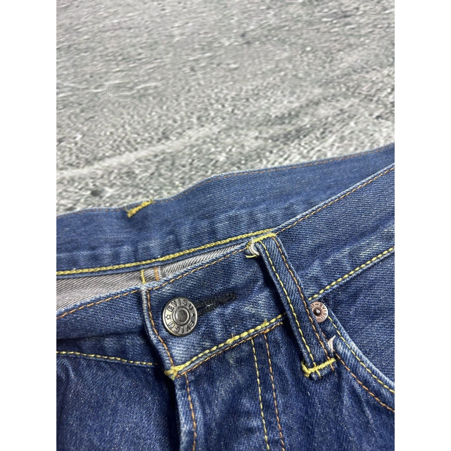 Evisu jeans daicock big logo yellow selvedge denim Japan