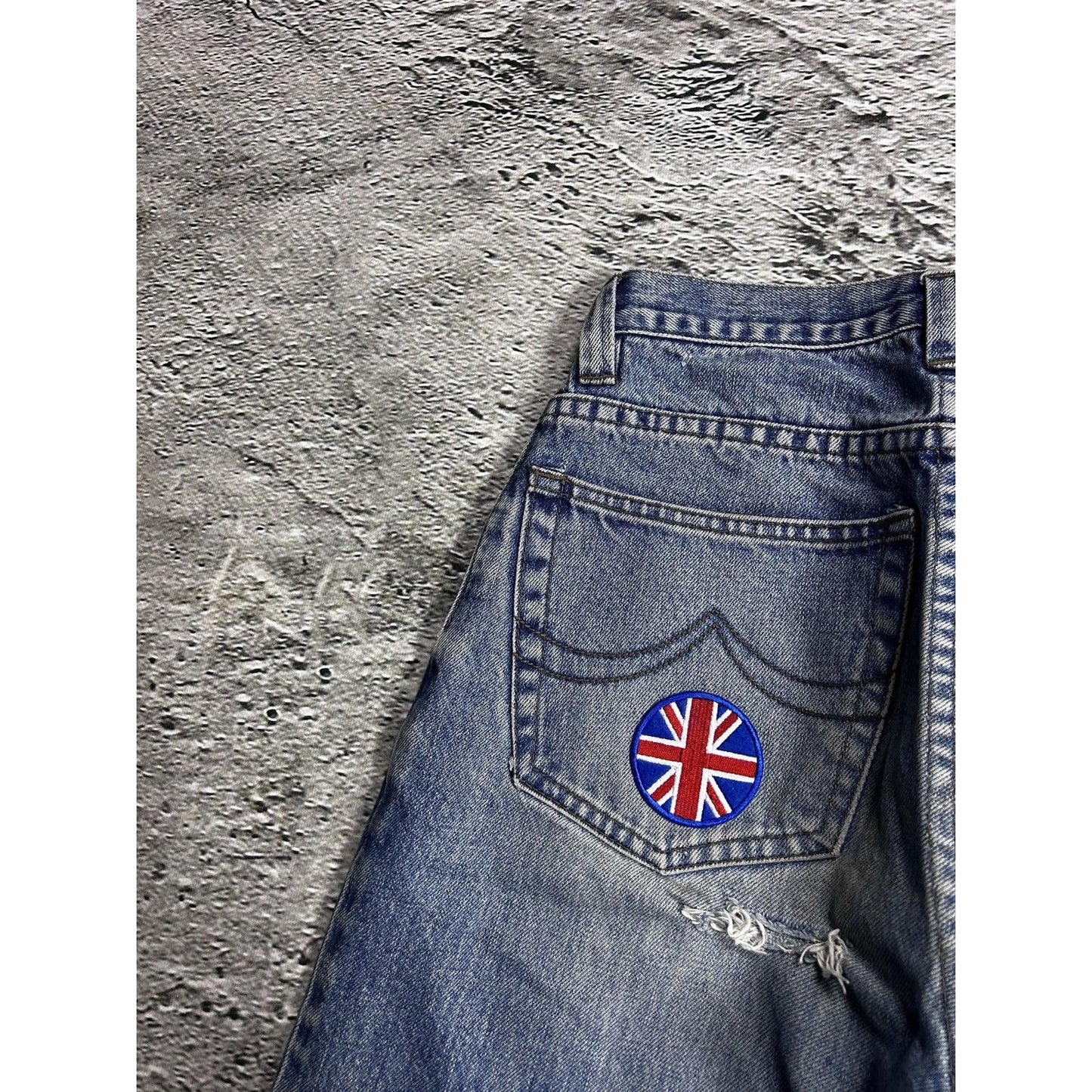Crazy Y2K jeans patchwork sex machine UK rock Goi Goi