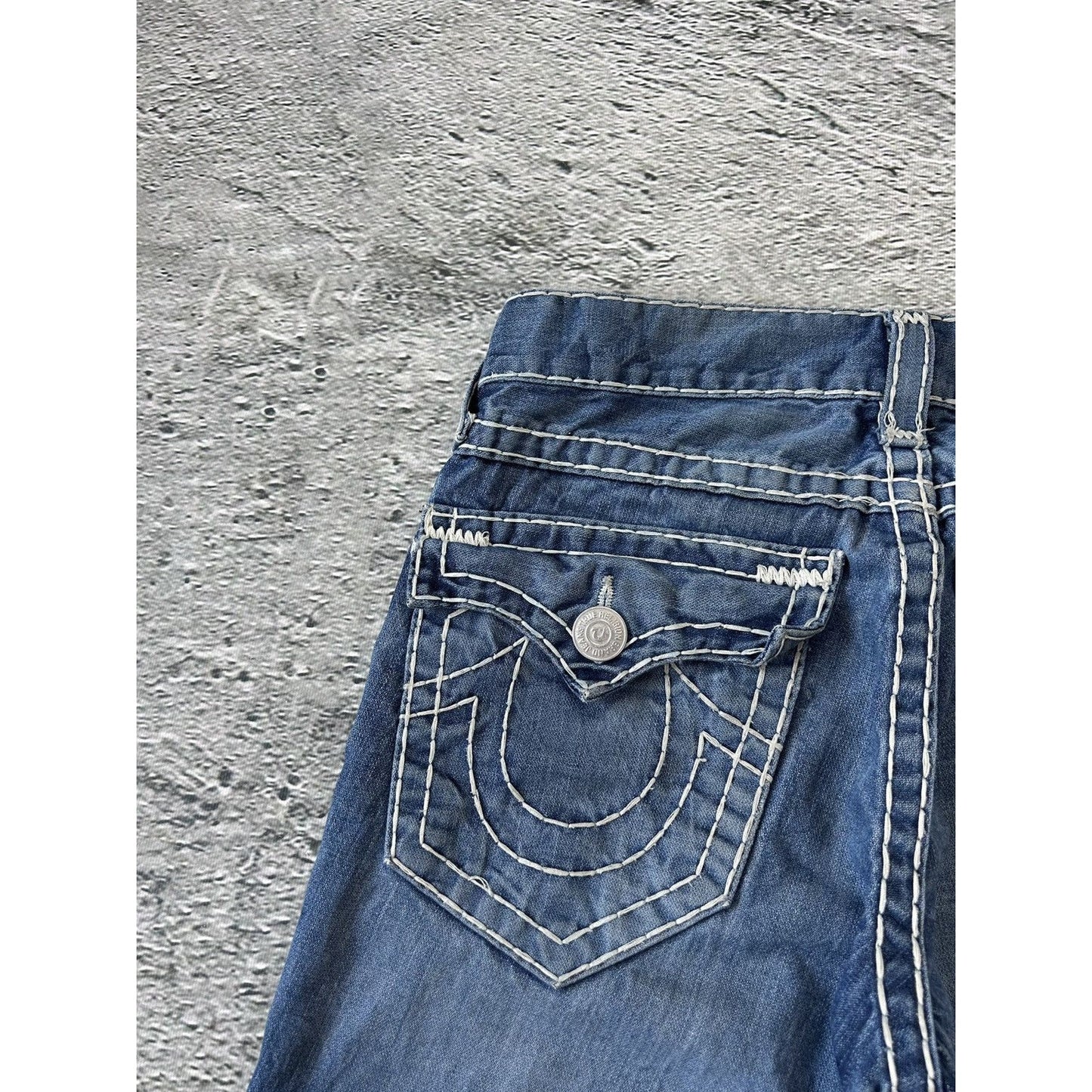 True Religion blue jeans white stitching Y2K Ricky Super T