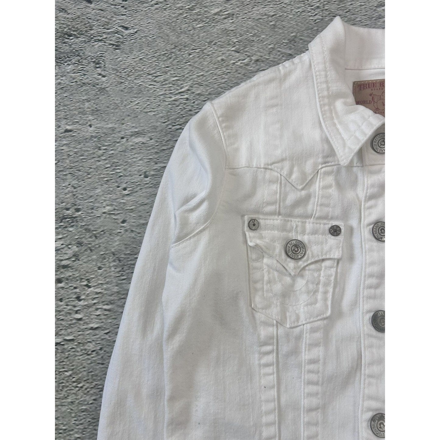 True Religion vintage denim jacket white Y2K