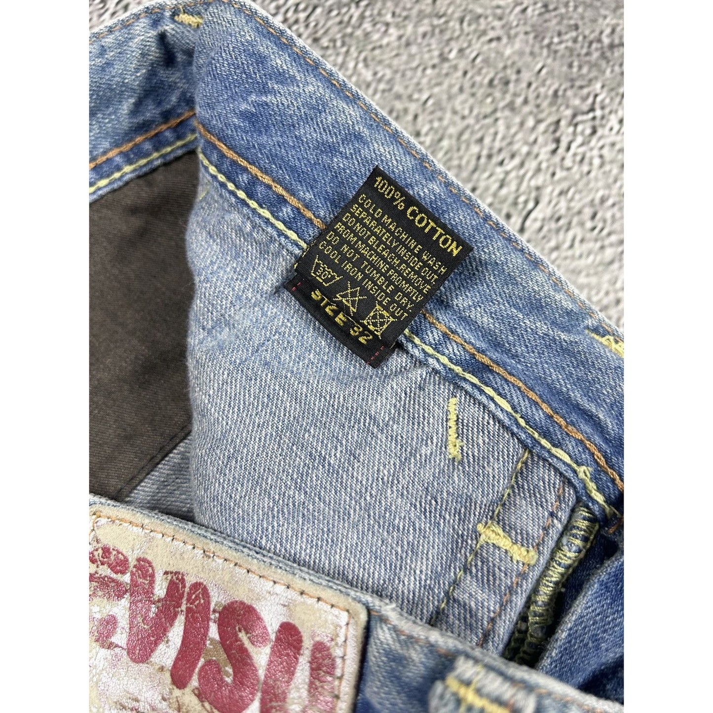 Evisu EU ED jeans vintage denim pants cargo baby blue Y2K