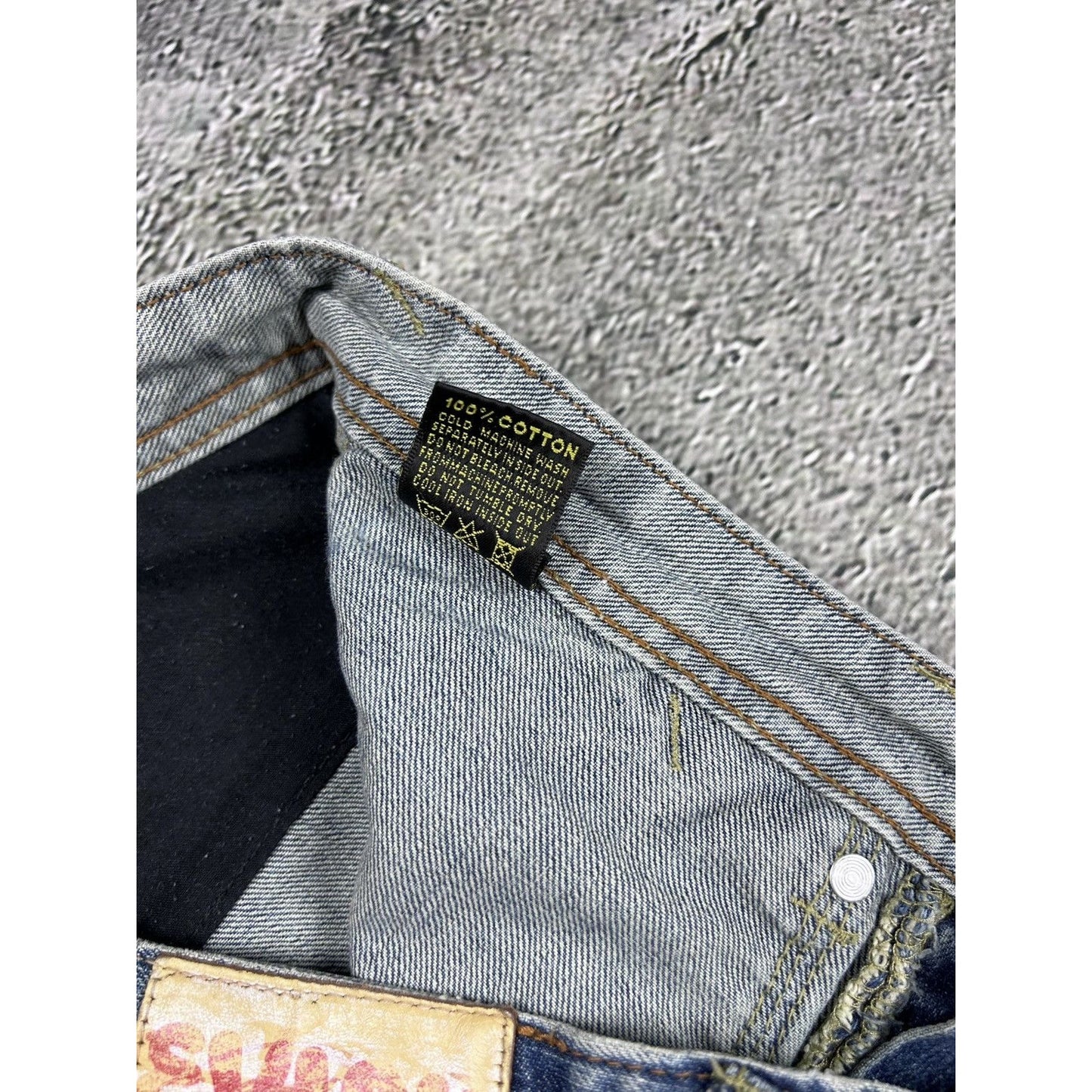 Evisu EU ED jeans vintage denim pants seagulls cargo blue