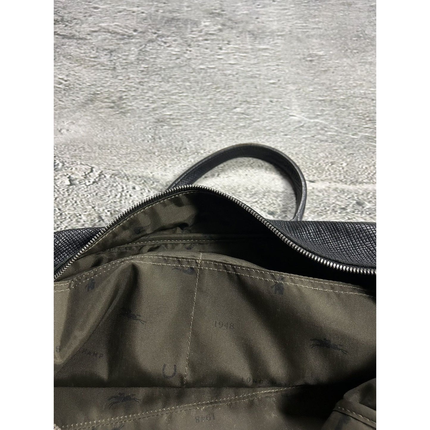 Longchamp handle bag black real leather Y2K