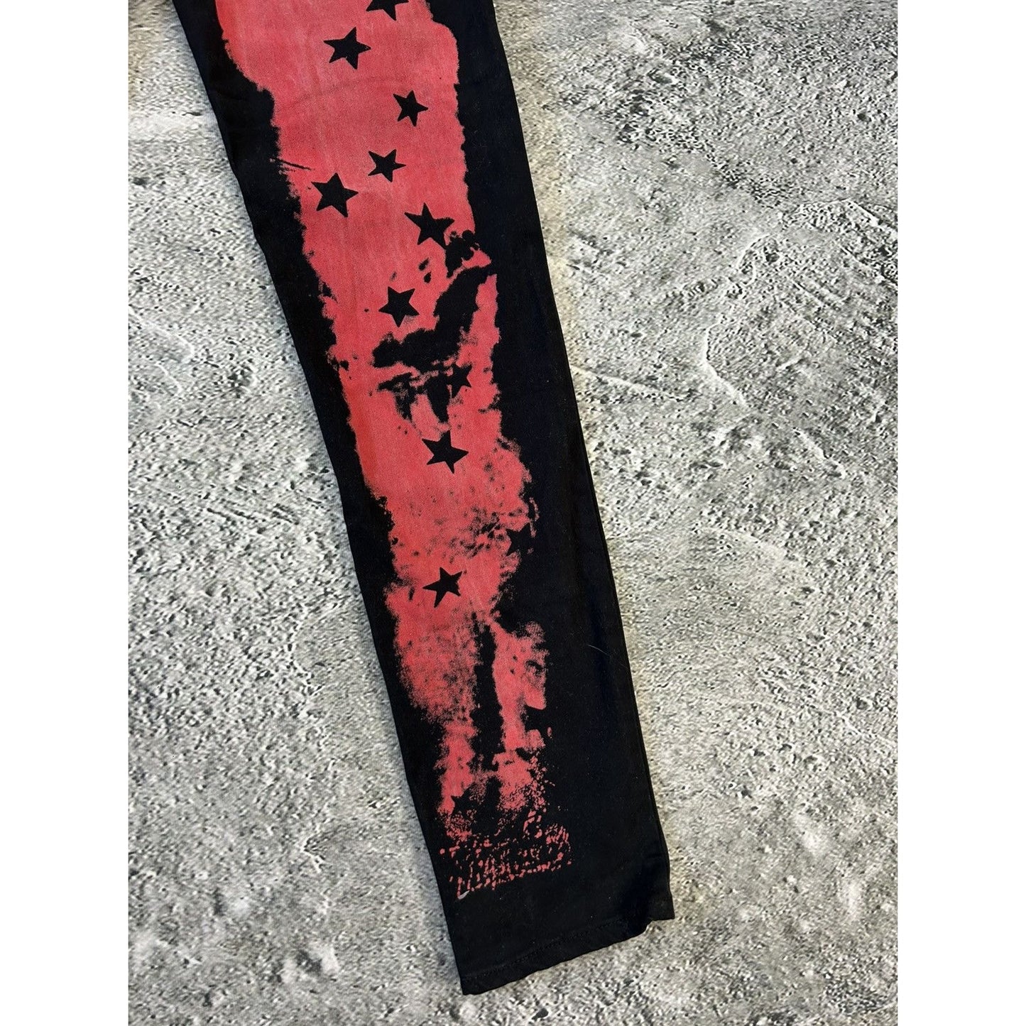 Y2K jeans black red slim stars