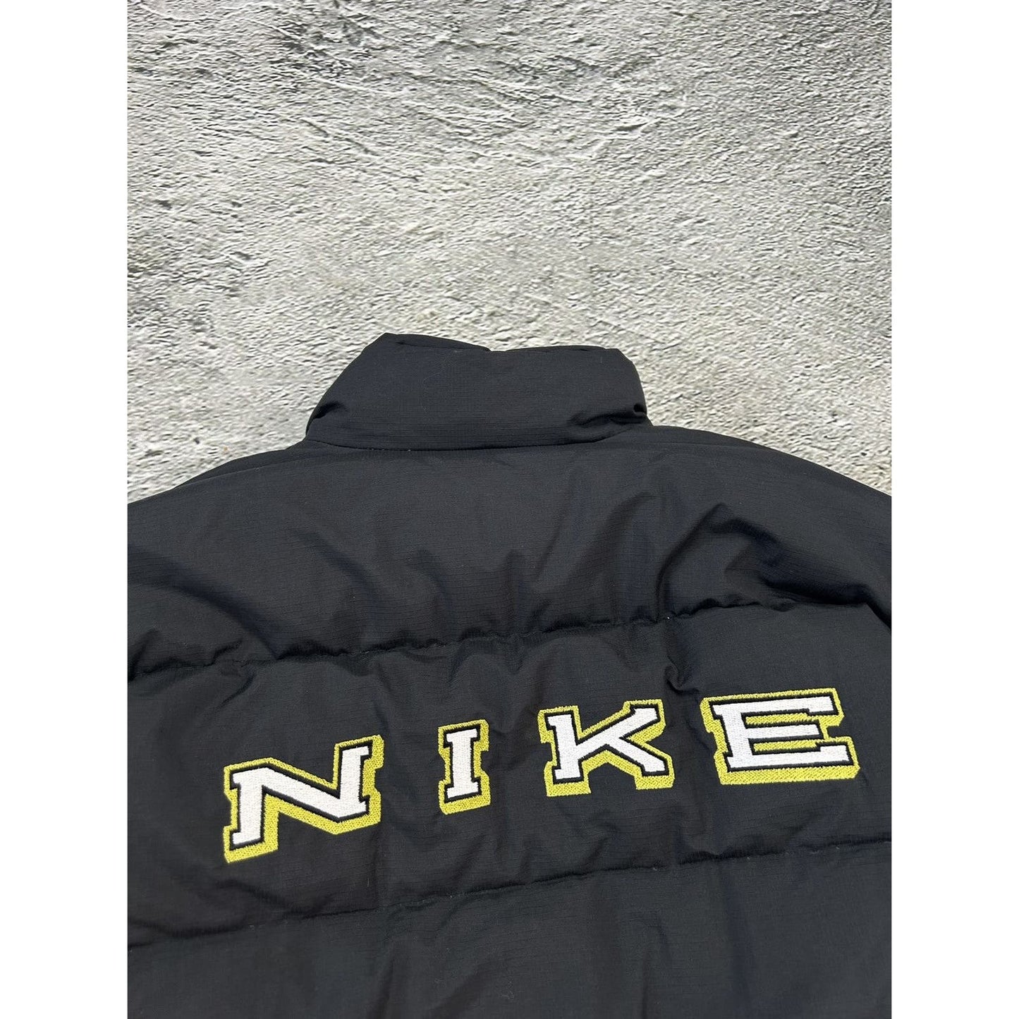Nike black puffer jacket big logo reversible vintage 90s