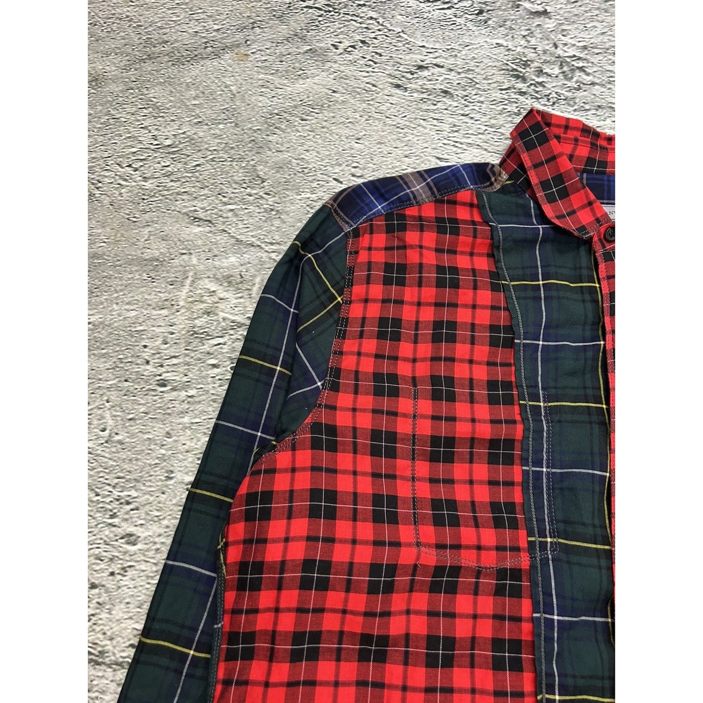 Lanvin shirt patchwork plaid tartan button up flannel runway