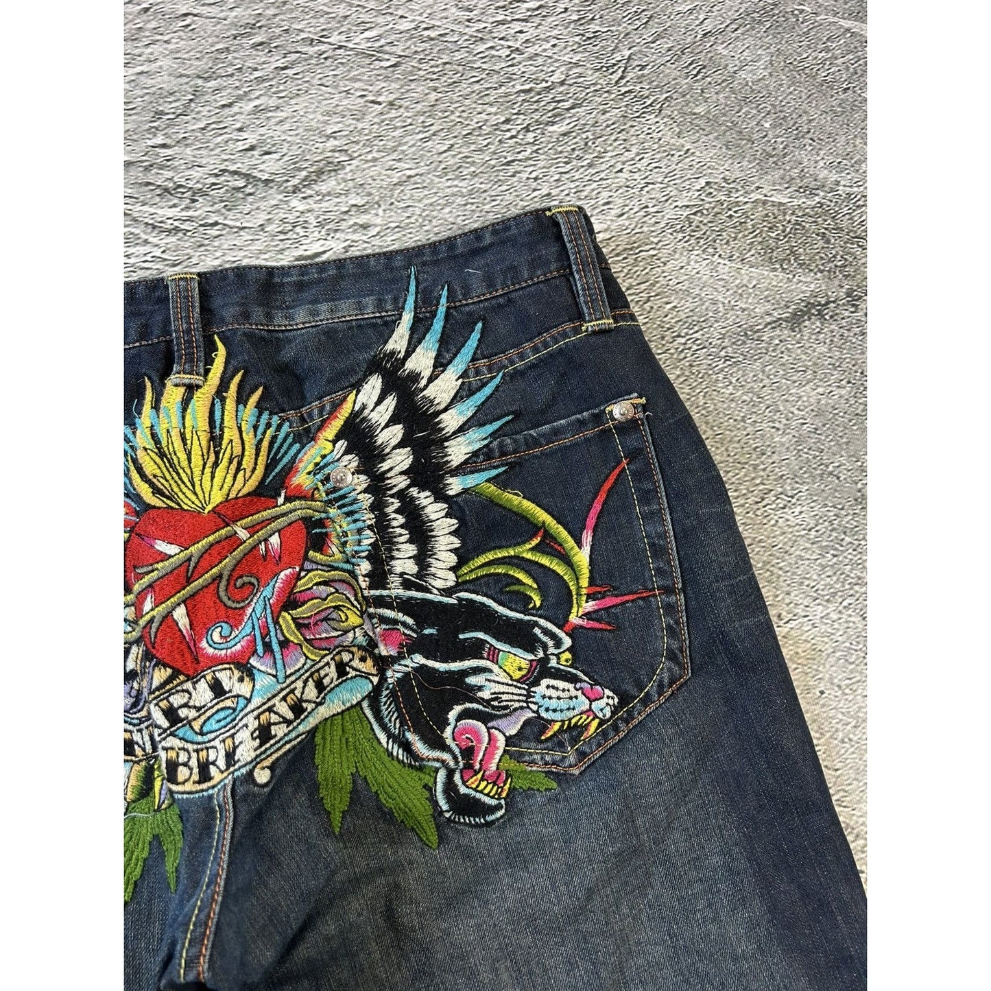 Ed Hardy Christian Audigier vintage jeans big logo pants