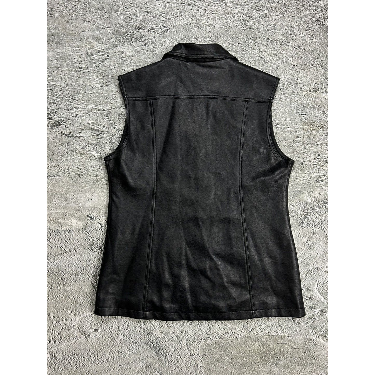 Vintage eco leather vest black sleeveless