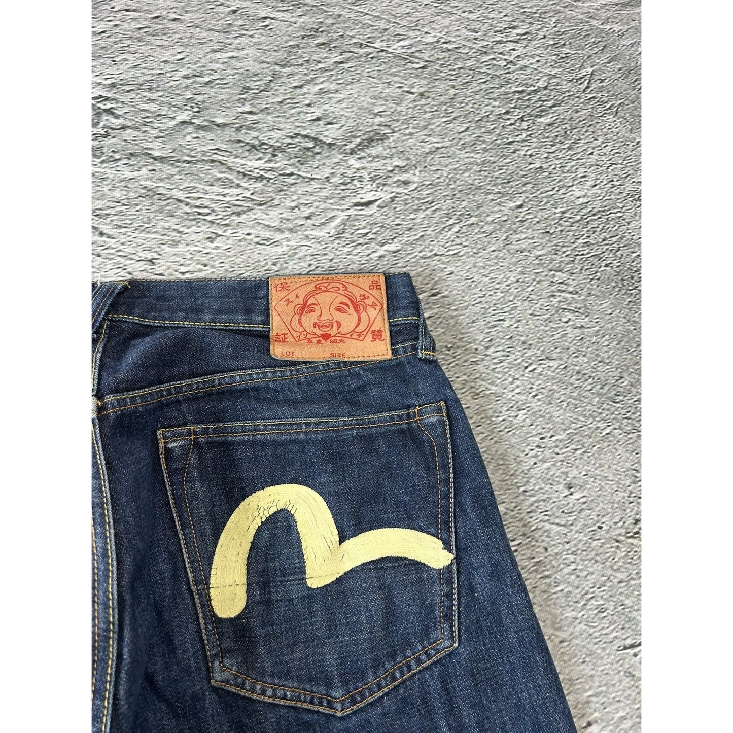 Evisu jeans vintage handpainted seagull logo selvedge denim