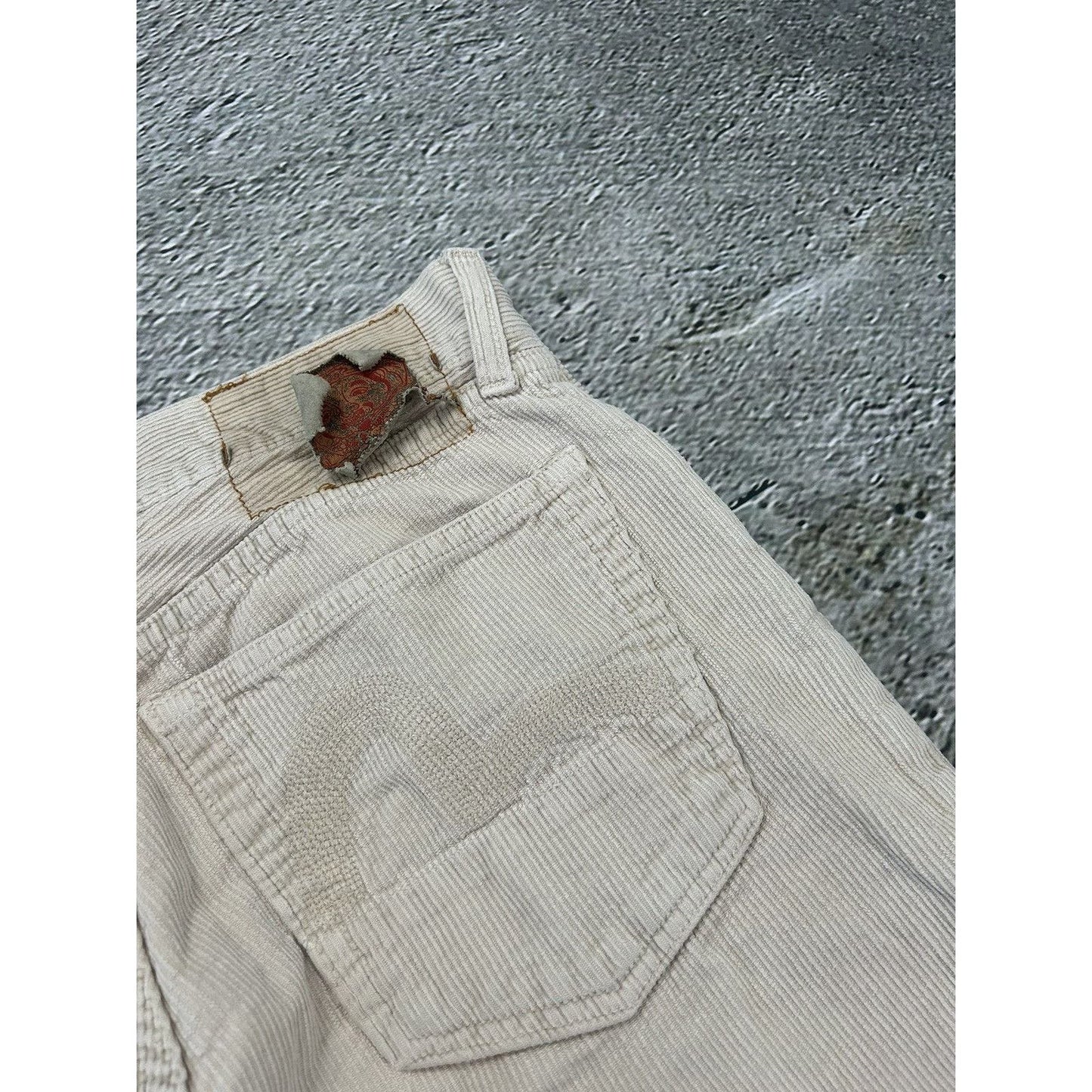 RARE! Evisu corduroy pants vintage cords beige seagulls