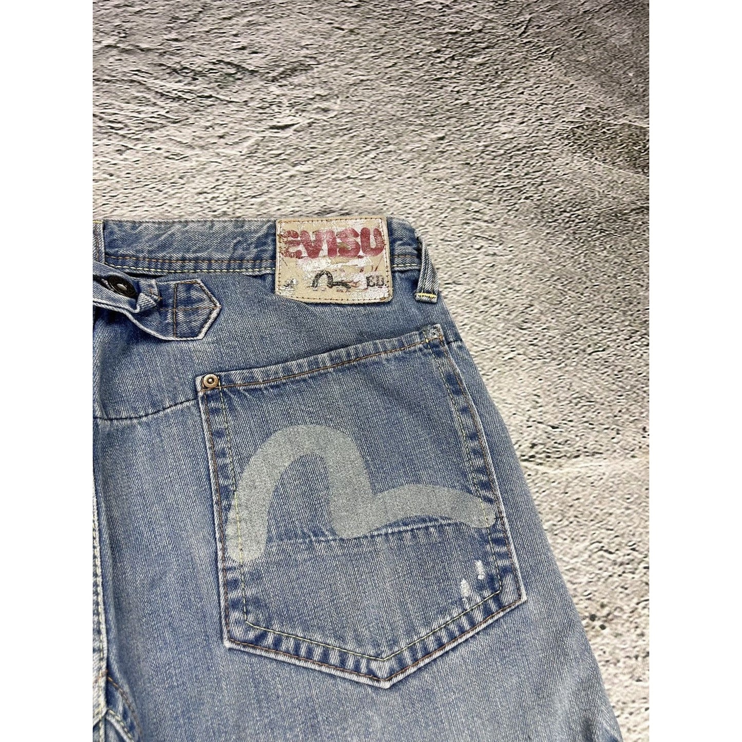 Evisu EU ED jeans vintage denim pants cargo baby blue Y2K