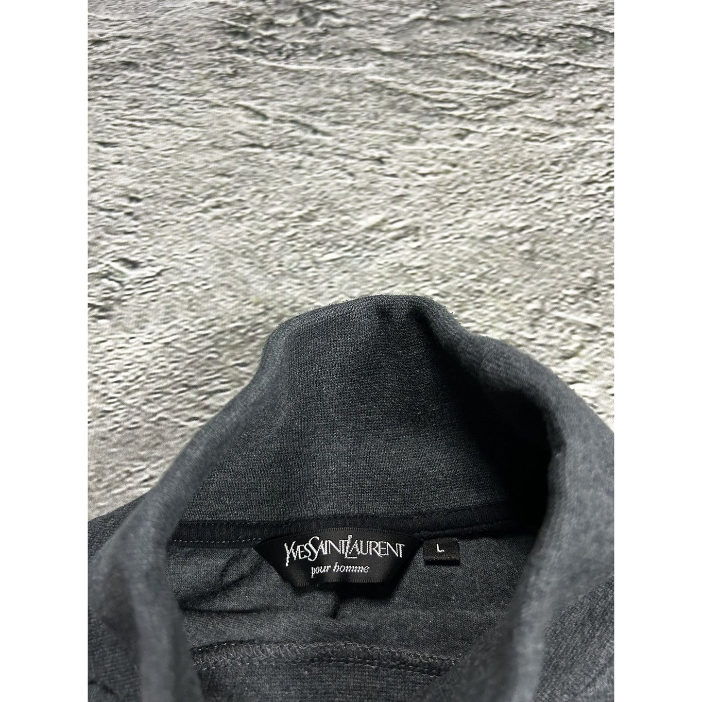 90s Yves Saint Laurent vintage grey turtleneck YSL logo