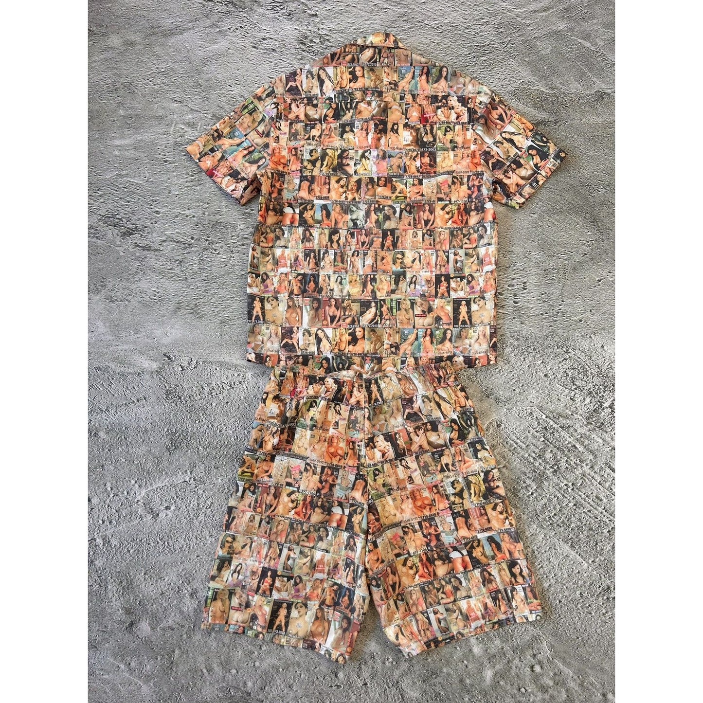 Pelle Pelle Playboy style vintage fullprint shirt shorts set