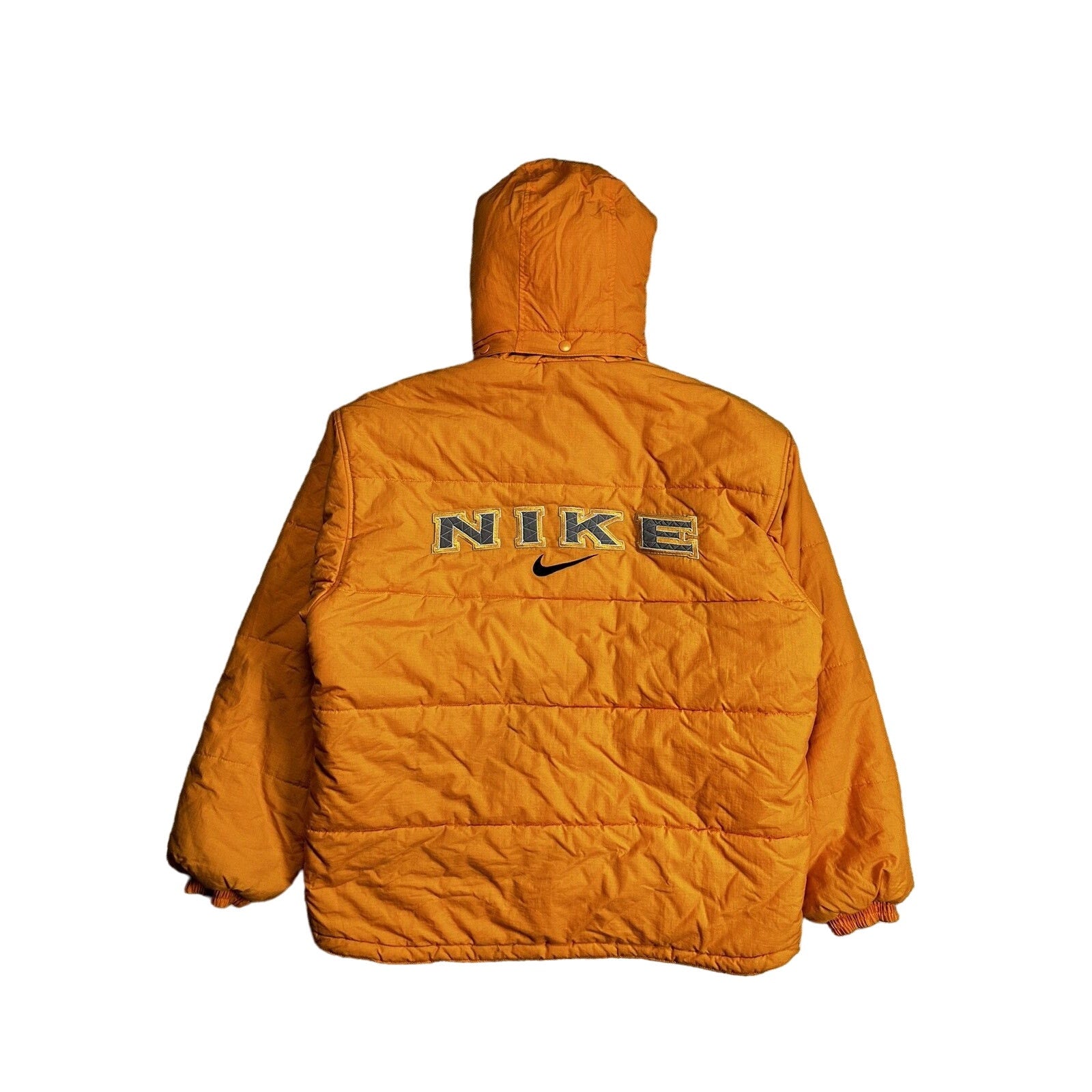 Nike hooded puffer jacket orange deals