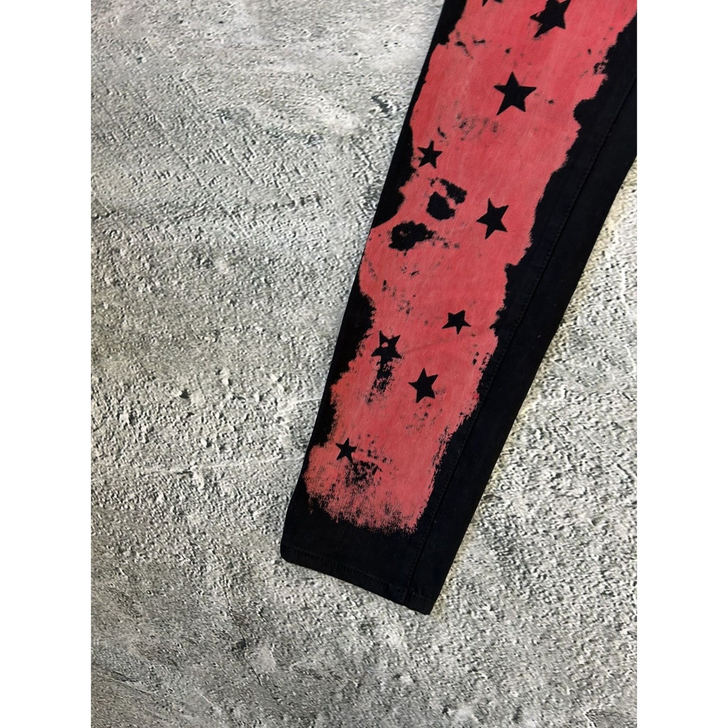 Y2K jeans black red slim stars