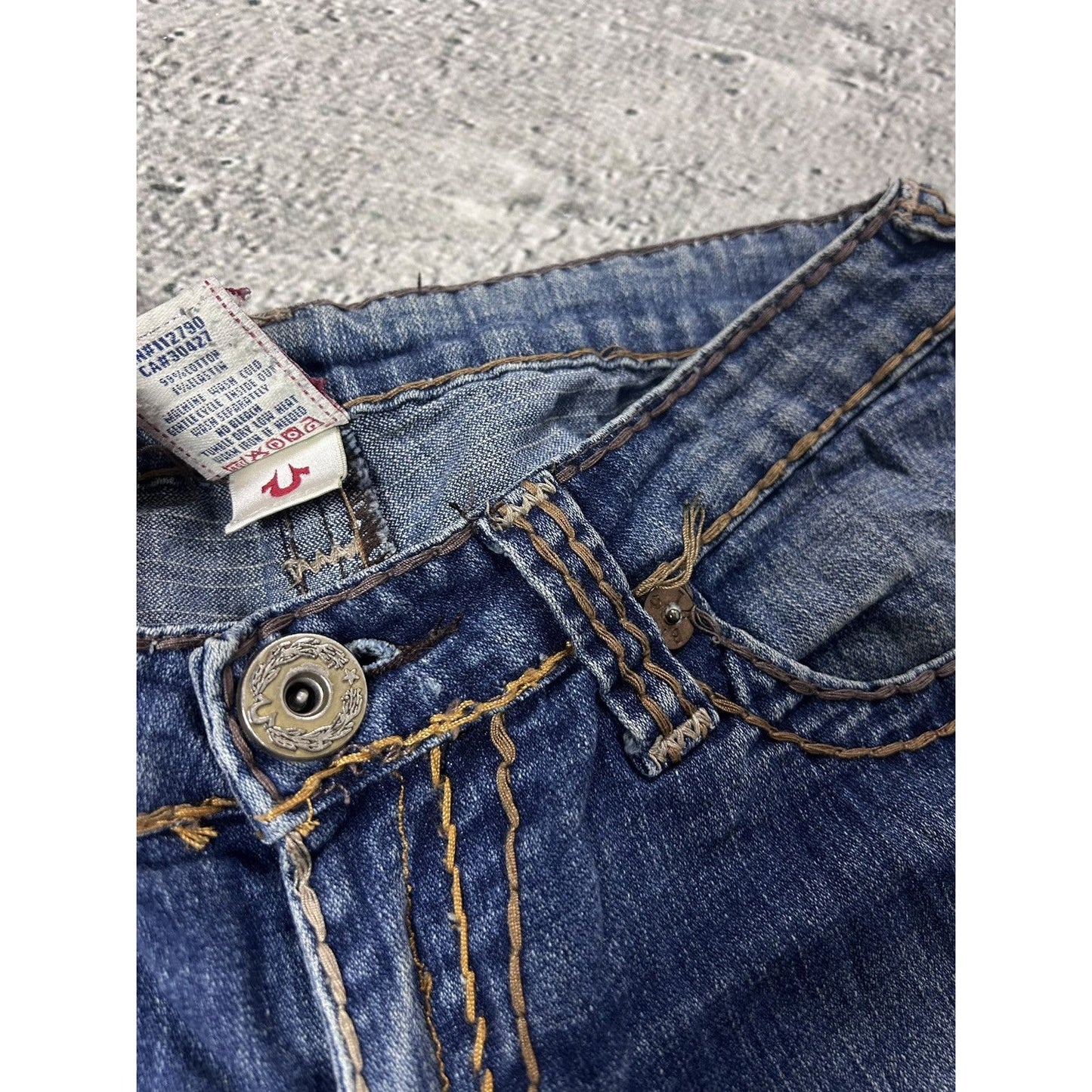 True Religion jeans vintage flared bootcut brown stitching