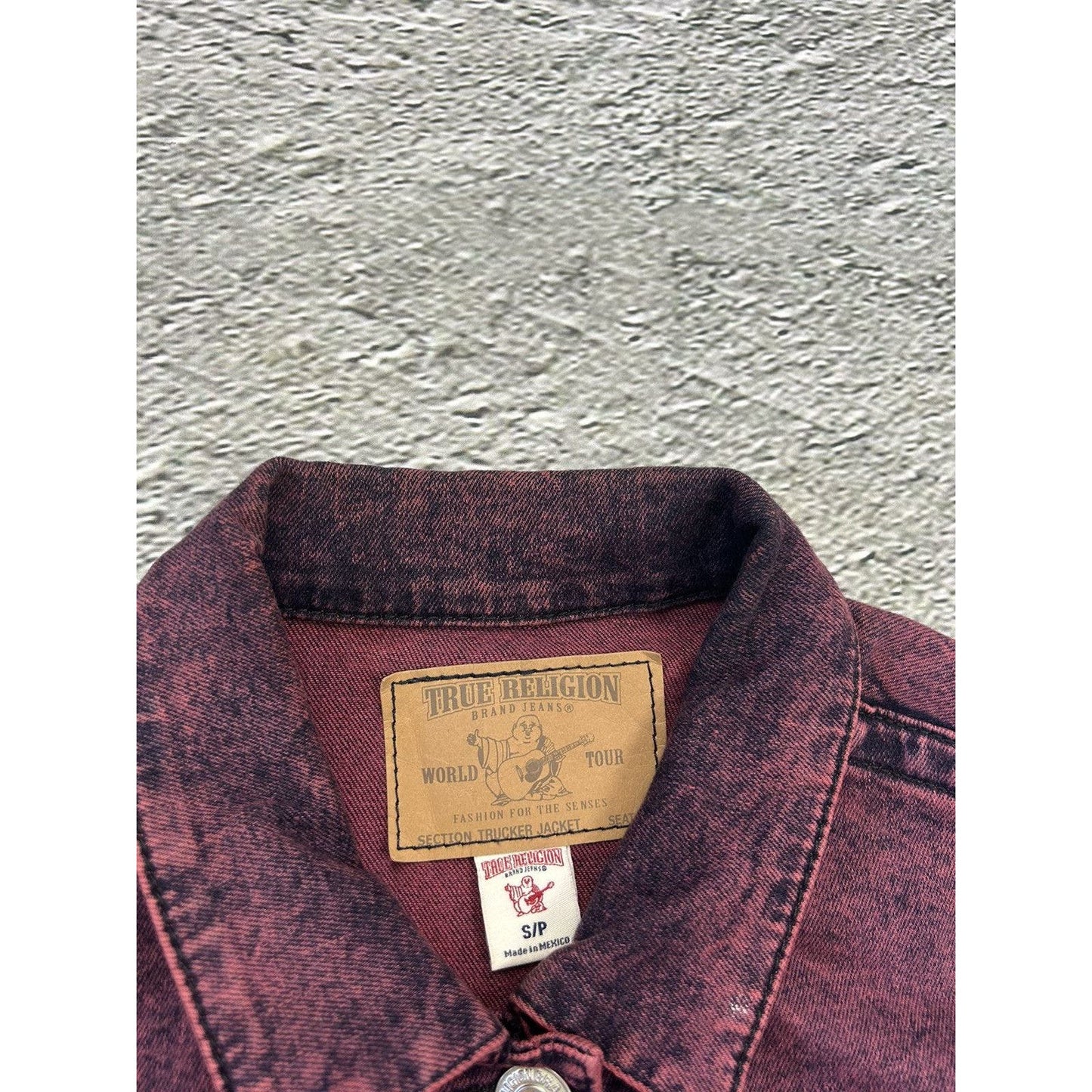 True Religion denim jacket purple red vintage Y2K