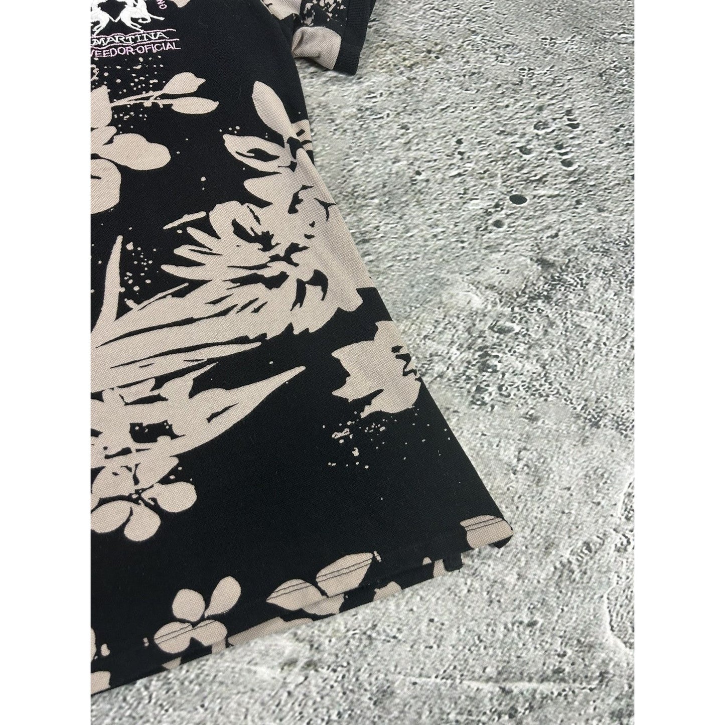 La Martina Polo T-shirt black floral big pony