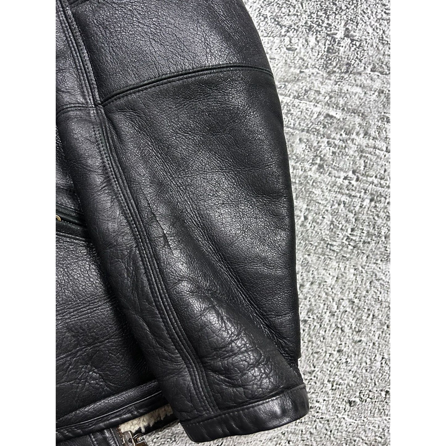 Pelle Pelle leather jacket sherpa fur black big logo 90s