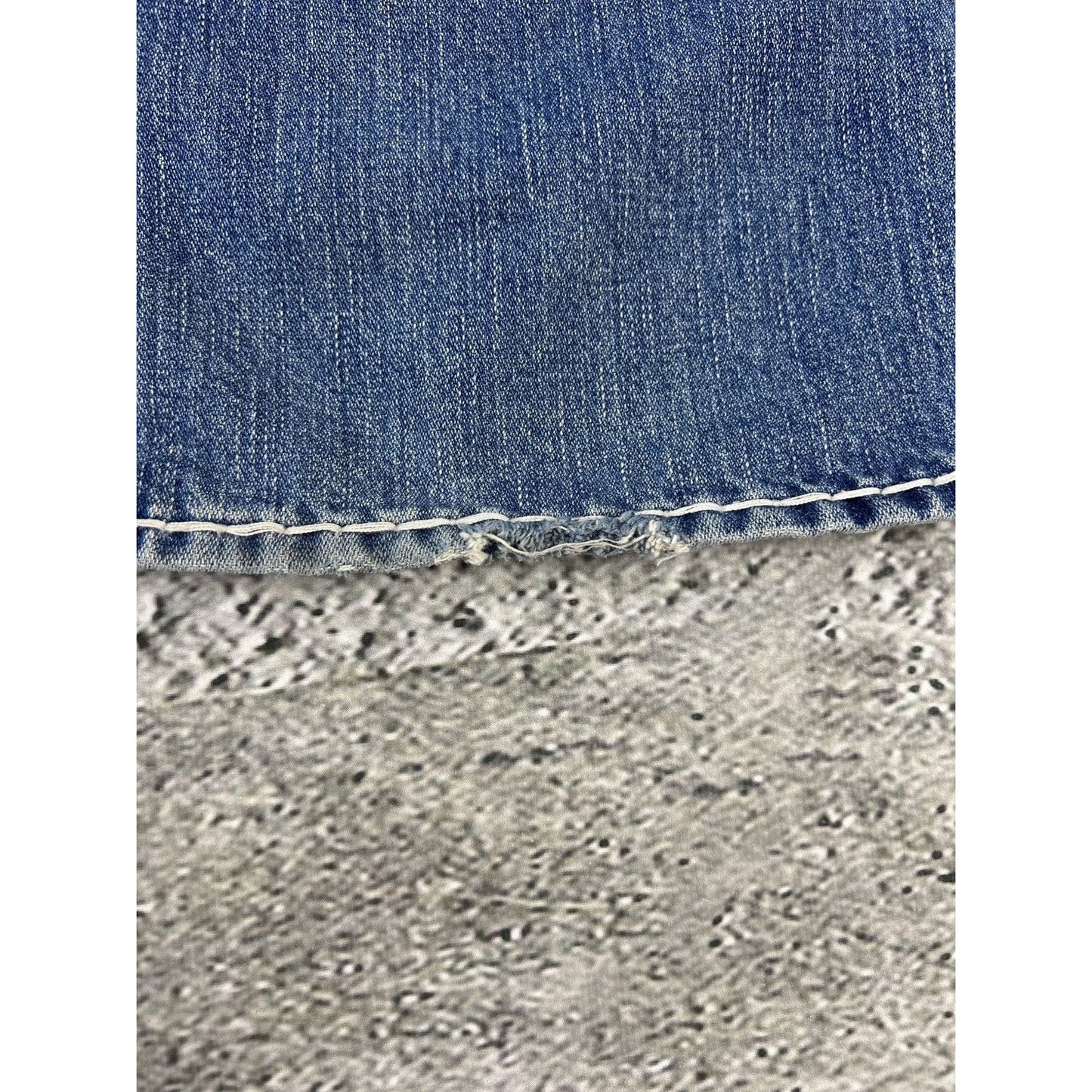 True Religion baby blue jeans white thick stitching Bobby