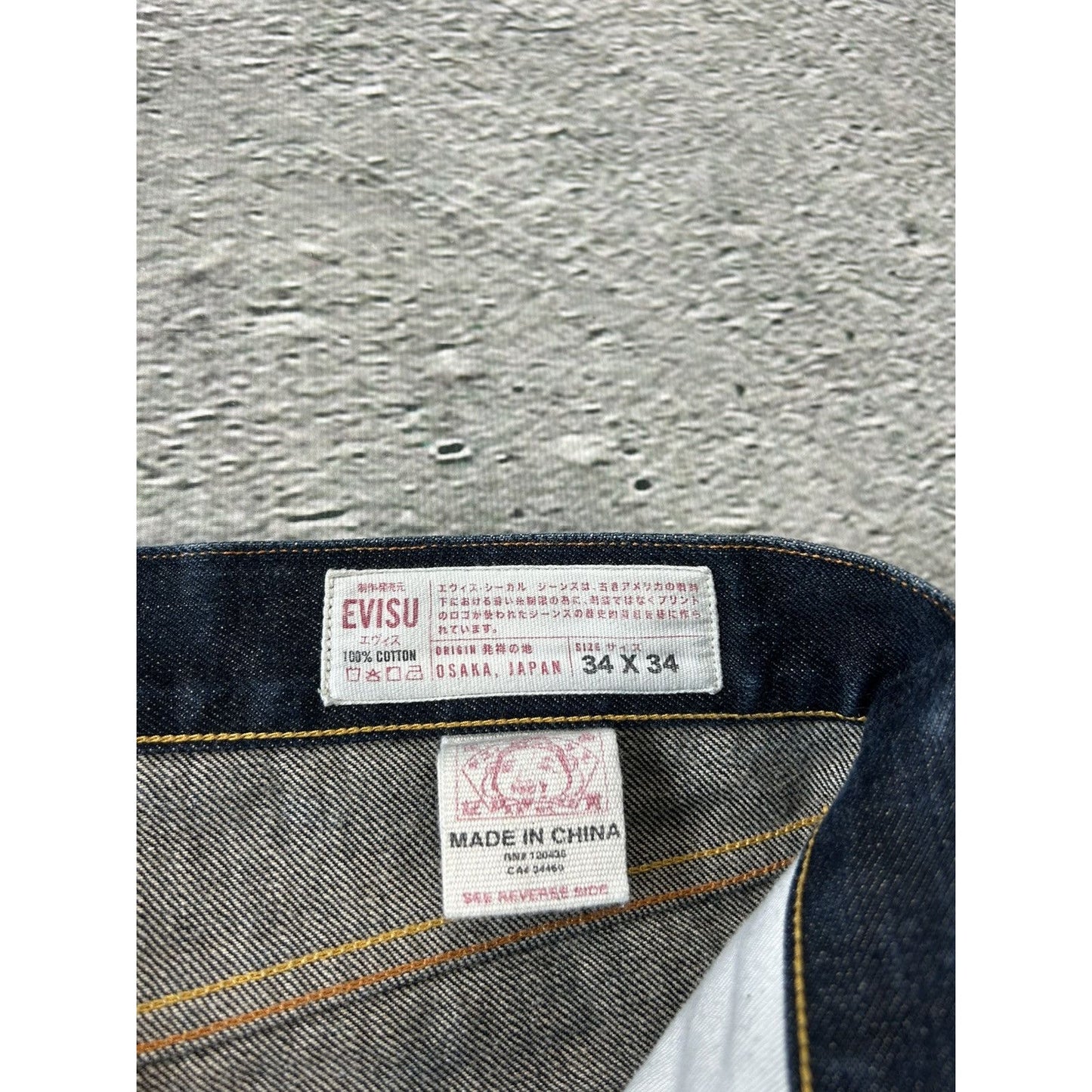 Evisu jorts navy blue Y2K shorts denim white seagulls