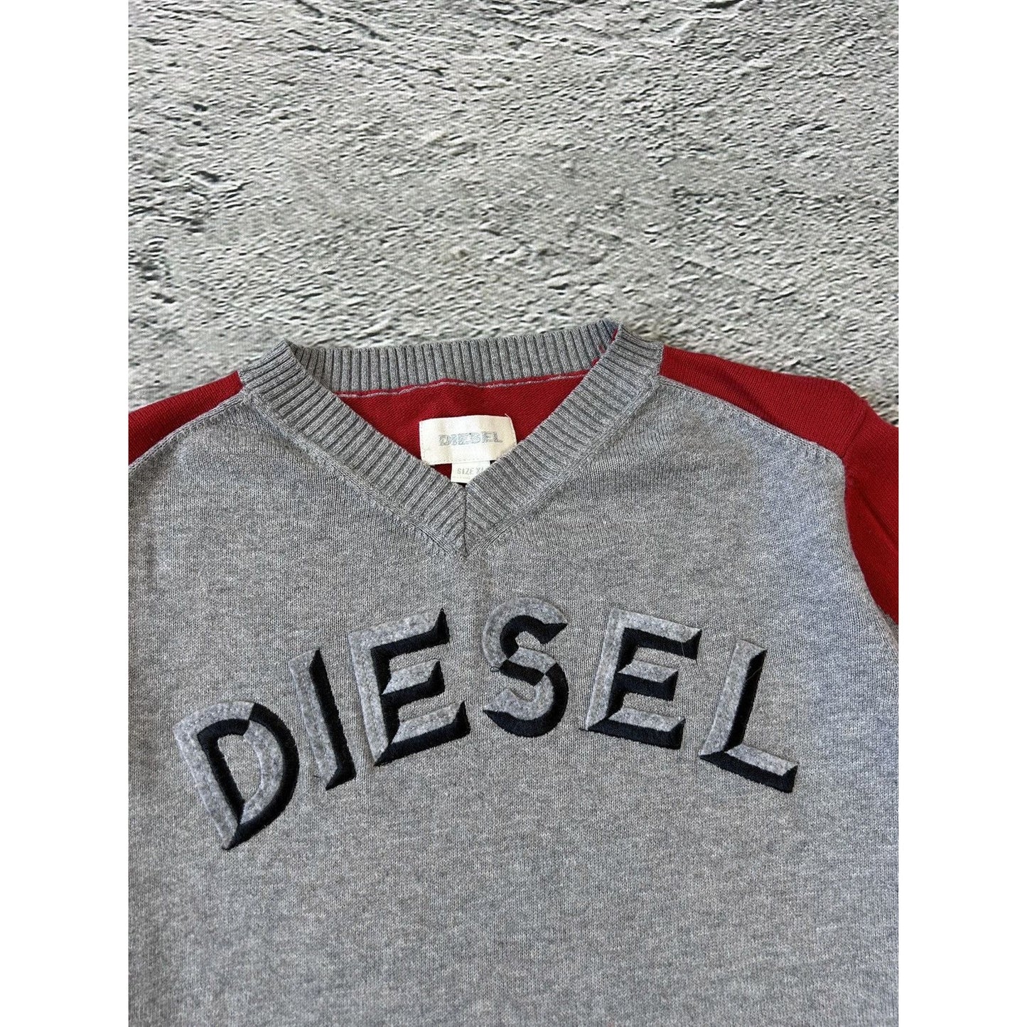 Diesel vintage sweater grey red Y2K big logo