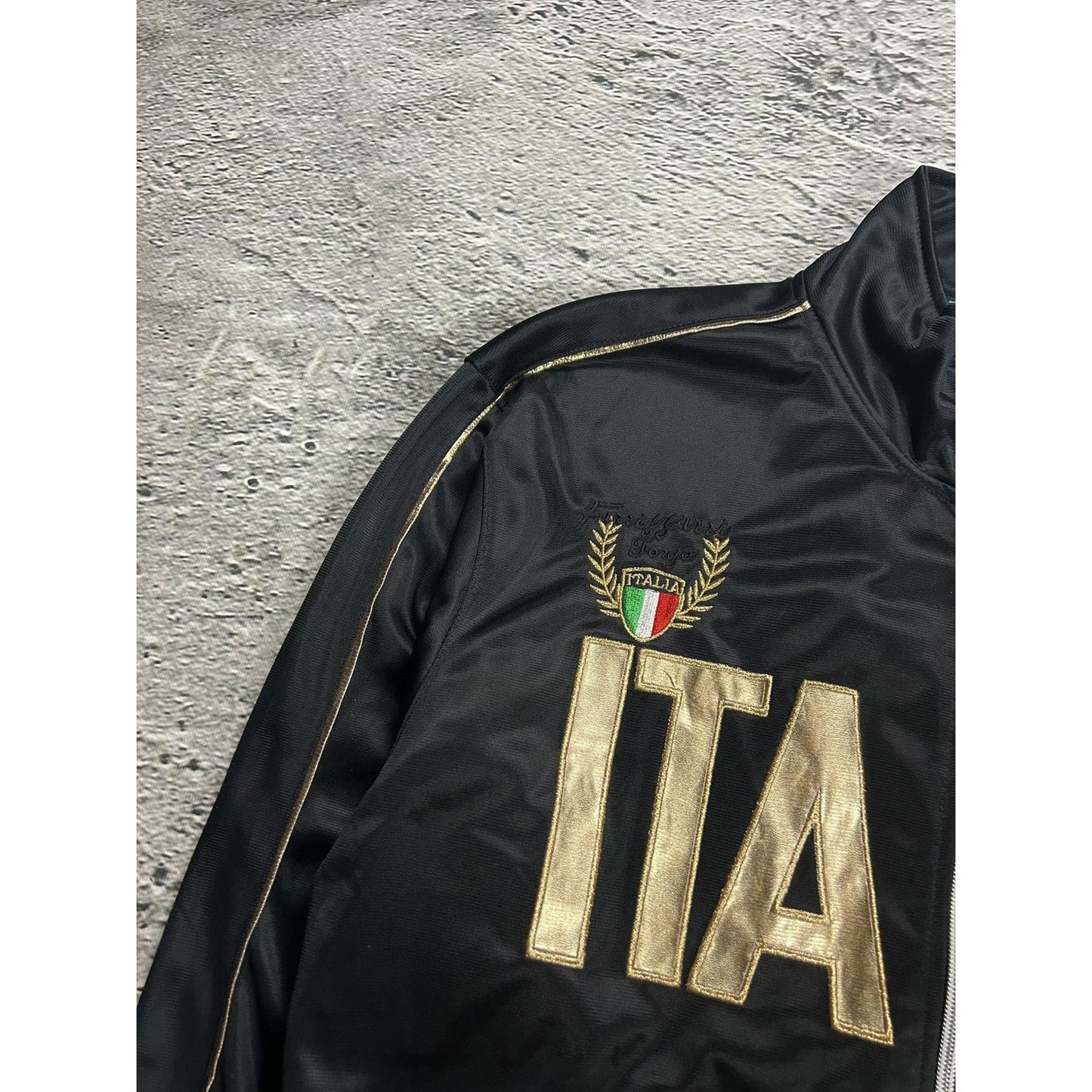Italia zip sweatshirt vintage Y2K big logo black gold Italy