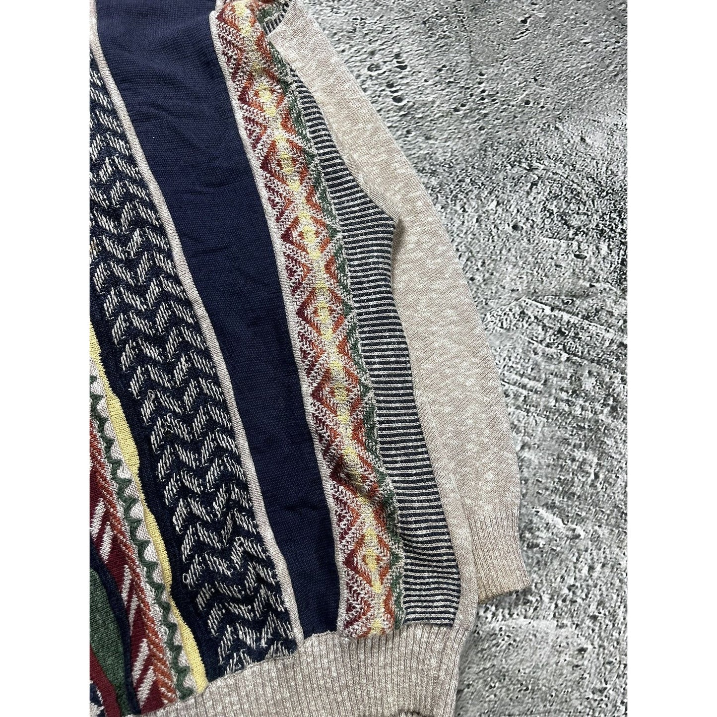 Gardeur vintage sweater Coogi style cable knit multicolor