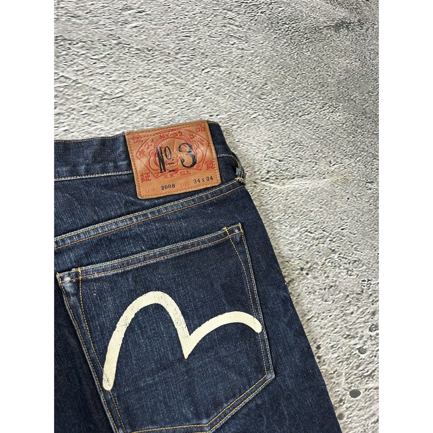 Evisu jorts navy blue Y2K shorts denim white seagulls
