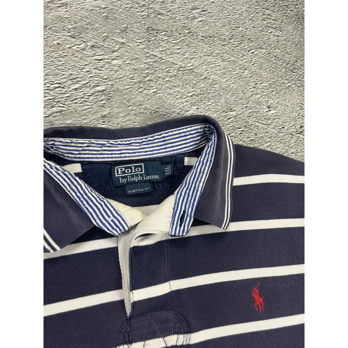 Polo Ralph Lauren striped polo shirt navy white small pony