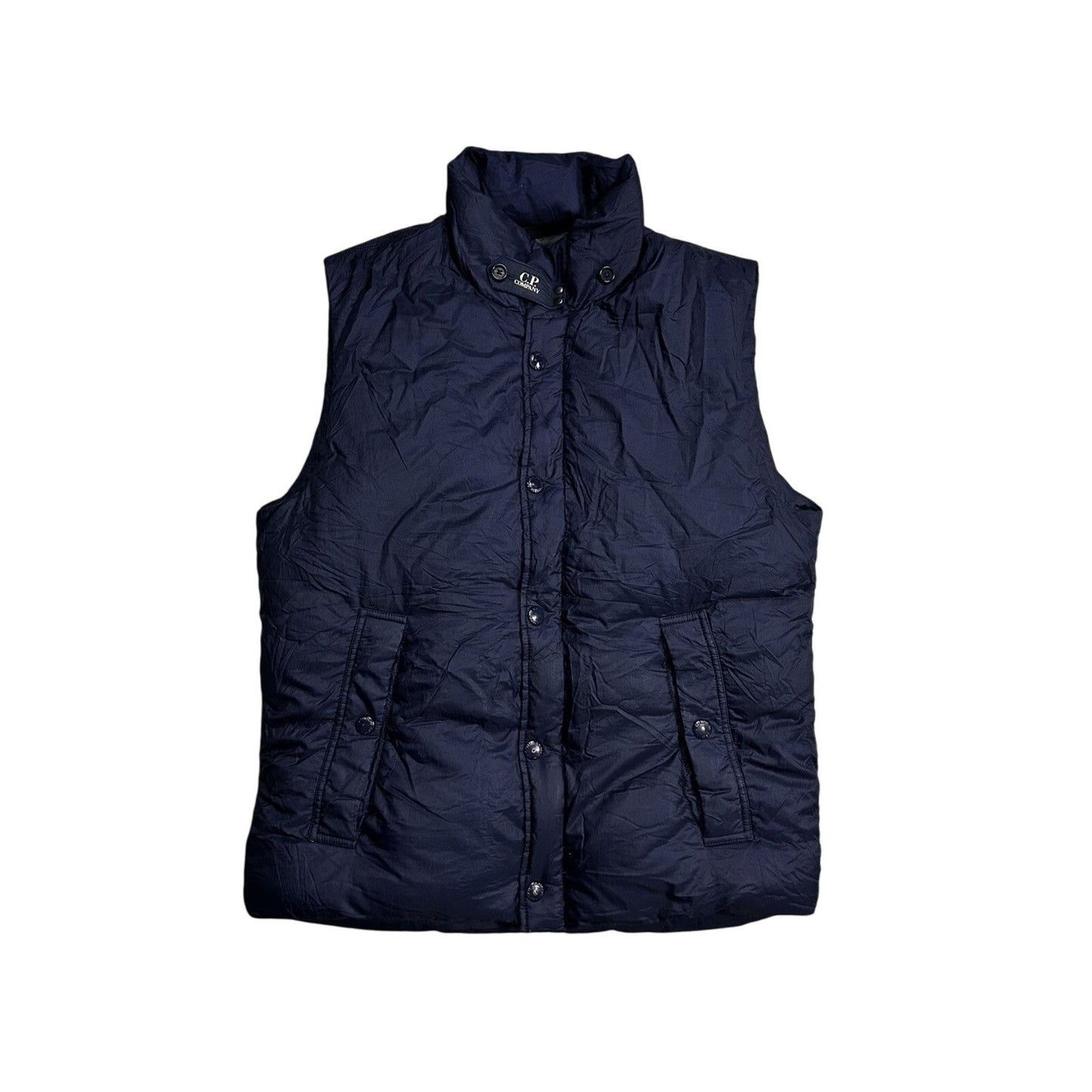 C.P. Company down jacket vest navy gillet archive with badge