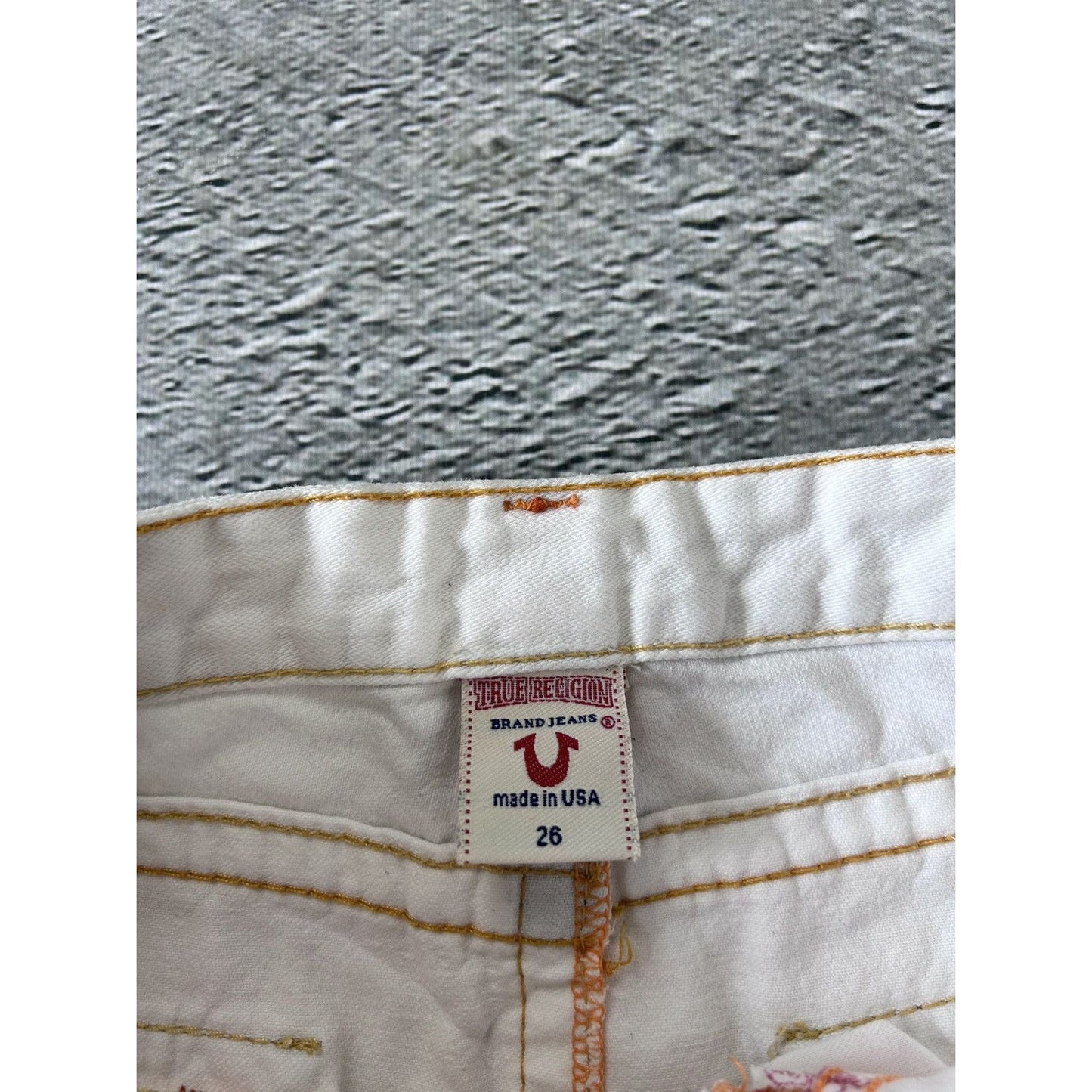 True Religion vintage mini skirt denim white