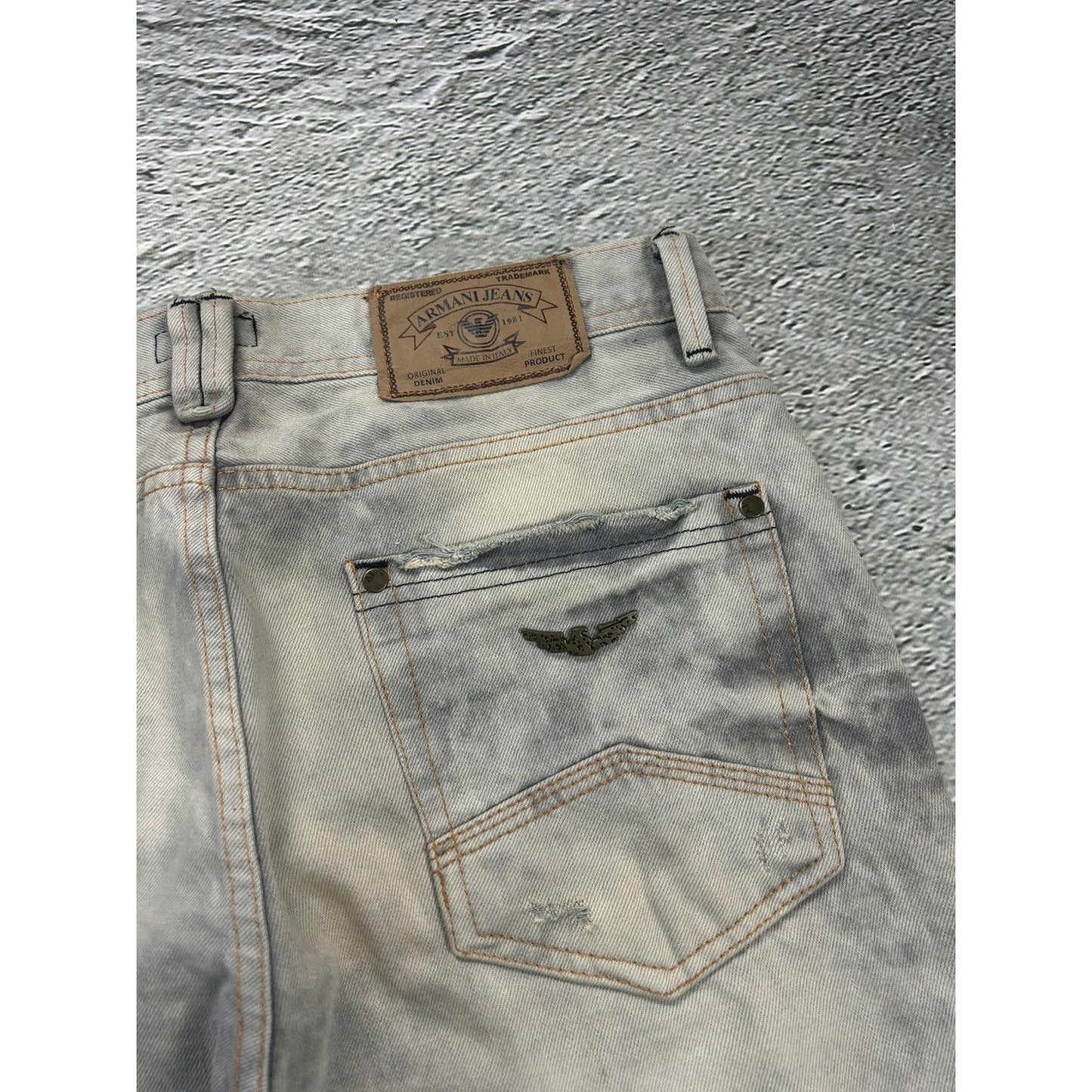 Armani jeans light grey stone washed vintage denim pants
