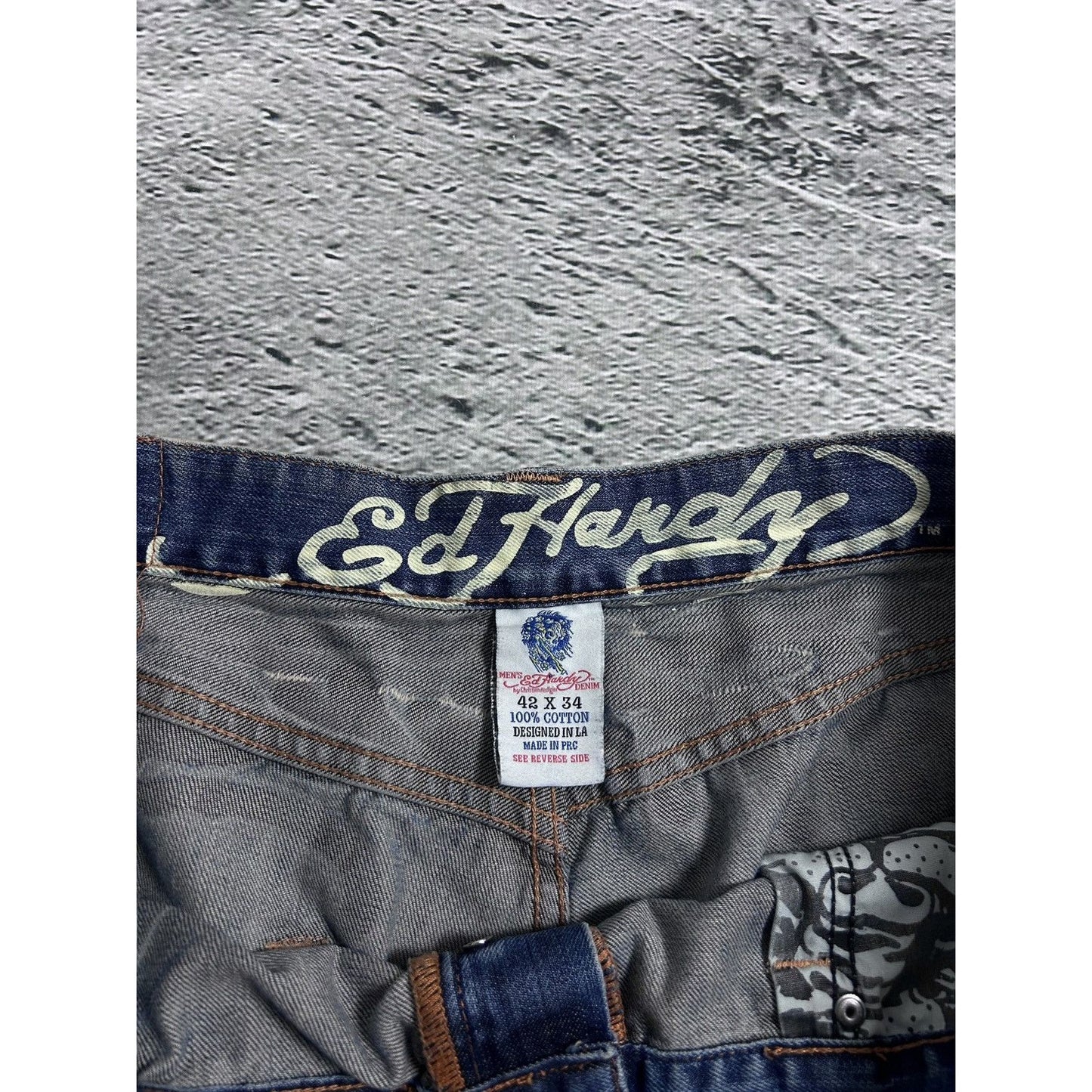 Ed Hardy Christian Audigier vintage jeans big logo pants