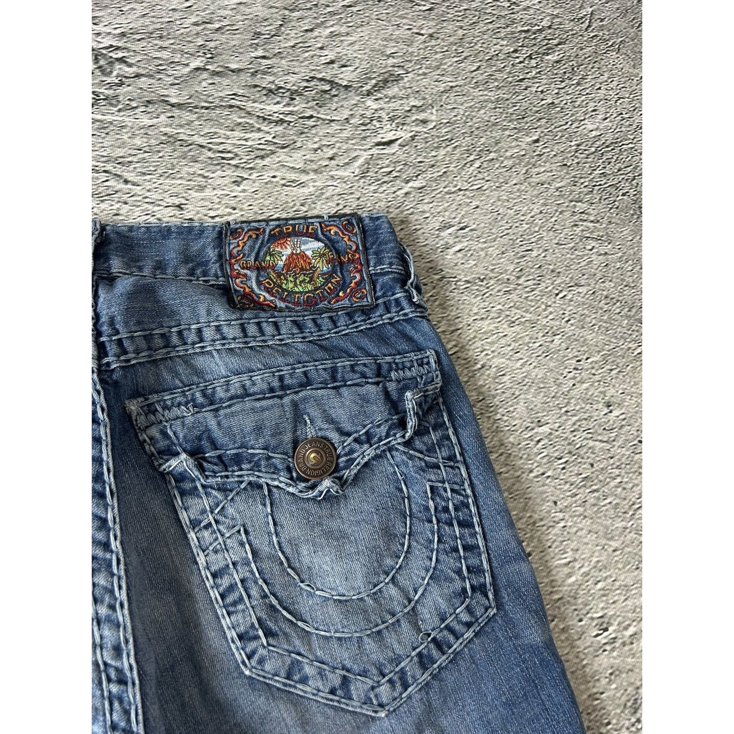 True Religion vintage jeans Blue thick stitching Vince Y2K