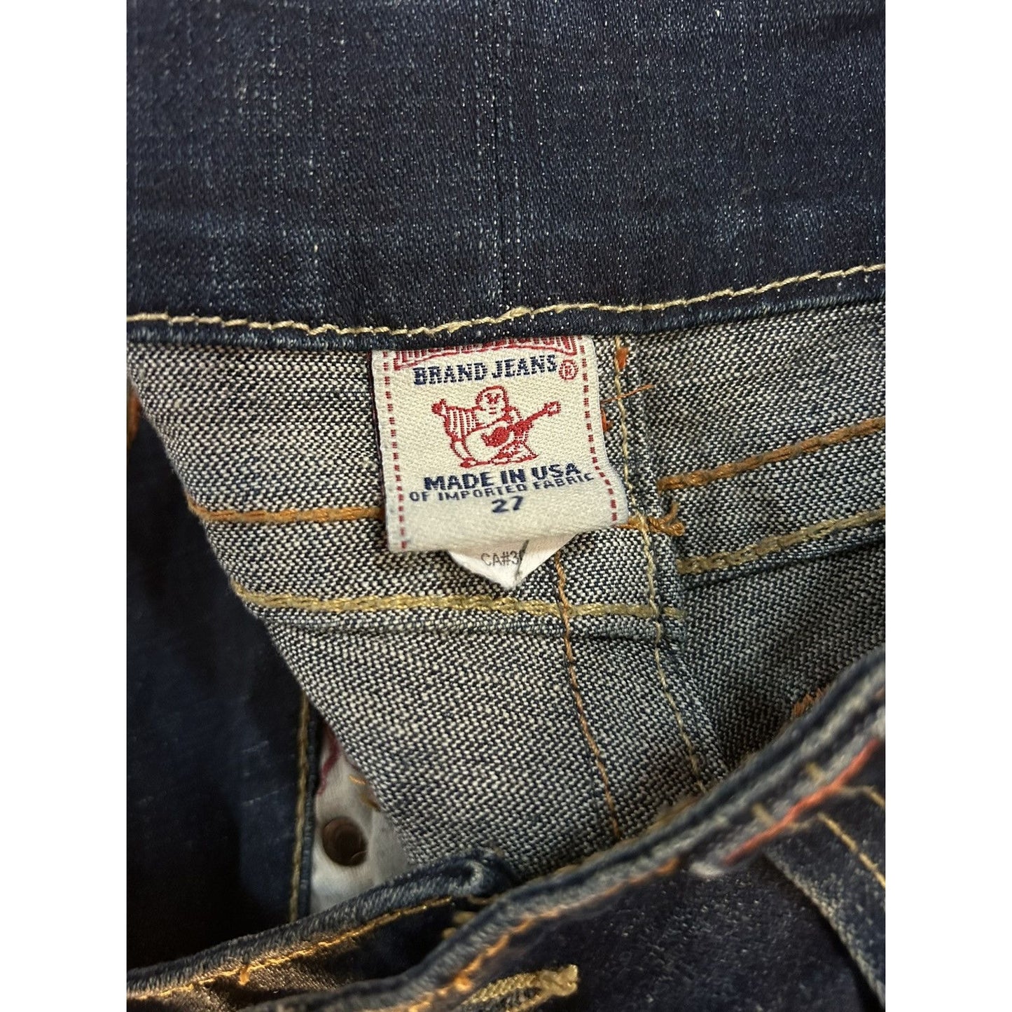 True Religion jeans flared navy contrast stitch Y2K Emma